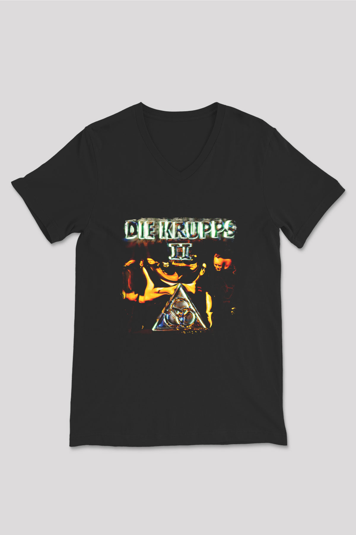 Die Krupps Baskılı Unisex Siyah V Yaka Tişört