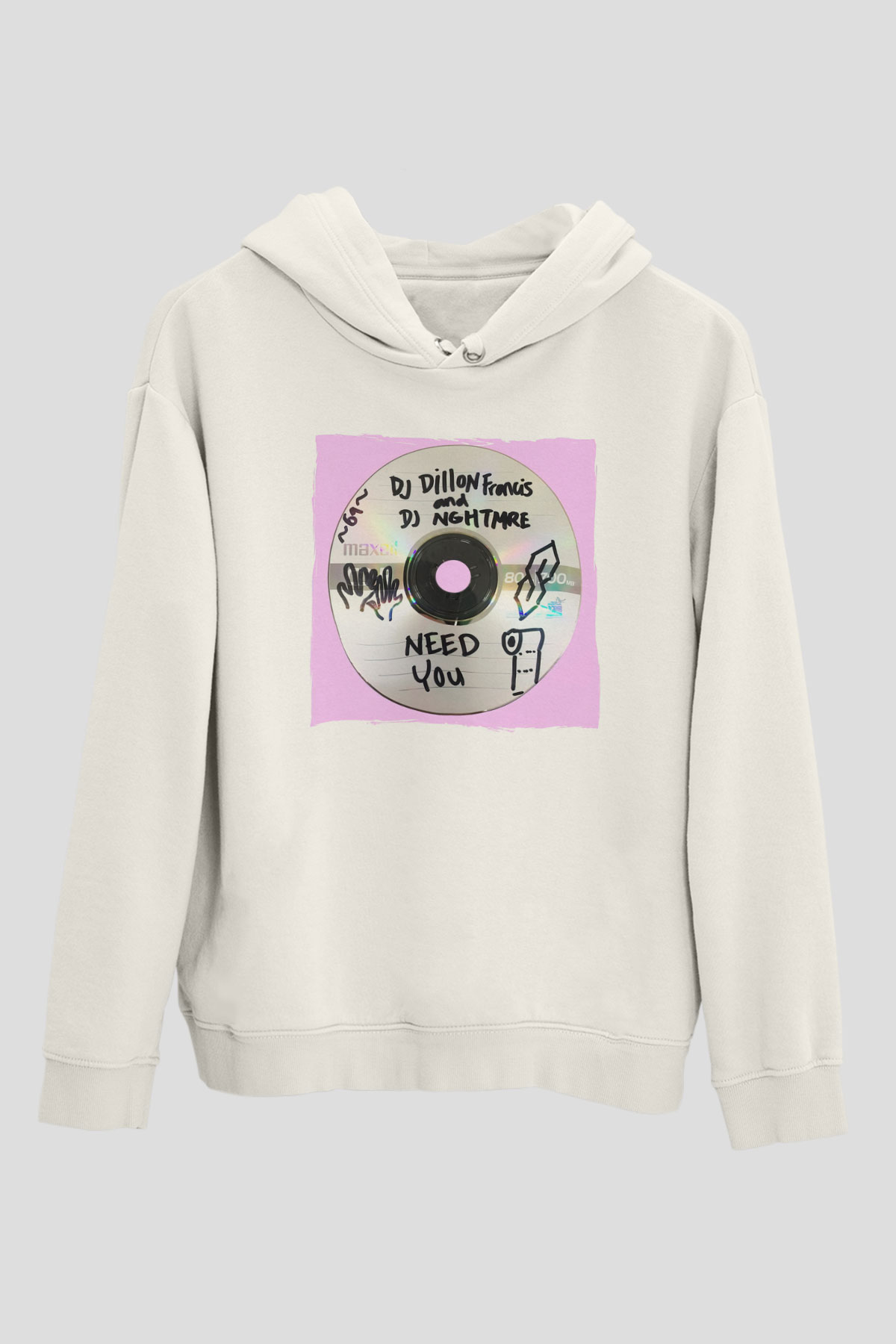 Dillion Francis Beyaz Unisex Kapüşonlu Sweatshirt