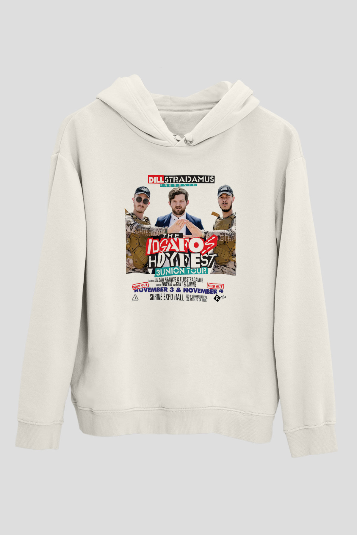 Dillion Francis Beyaz Unisex Kapüşonlu Sweatshirt