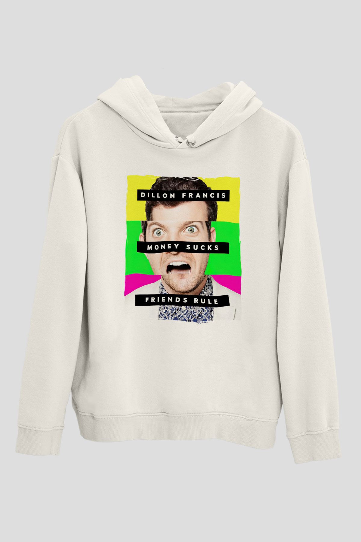 Dillion Francis Beyaz Unisex Kapüşonlu Sweatshirt