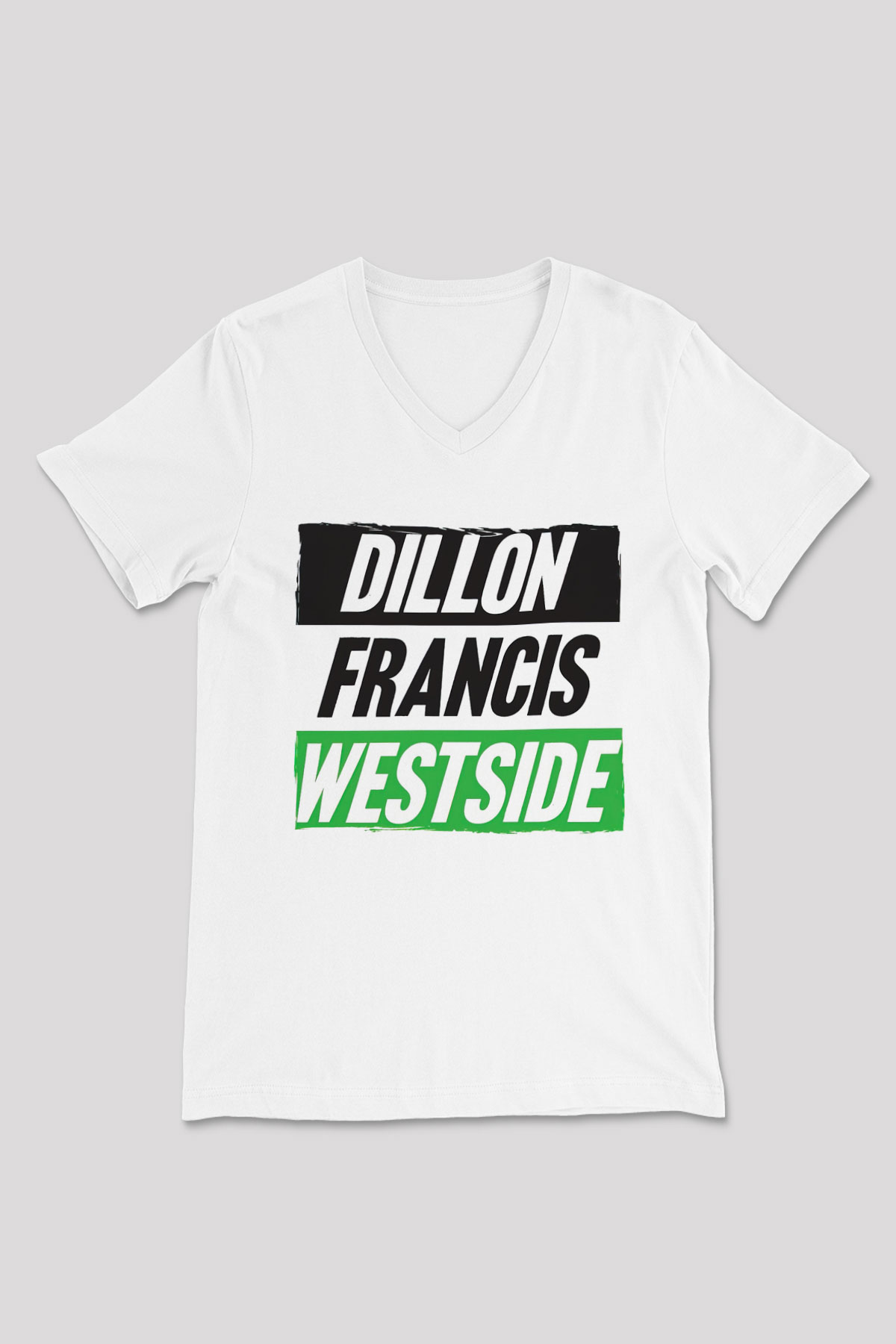 Dillion Francis Beyaz Unisex V Yaka Tişört