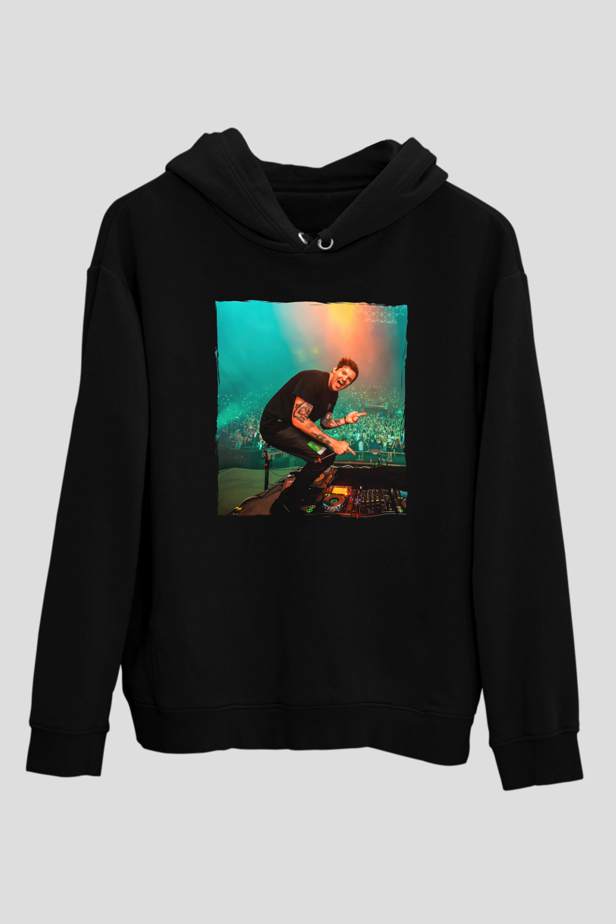 Dillion Francis Siyah Unisex Kapüşonlu Sweatshirt