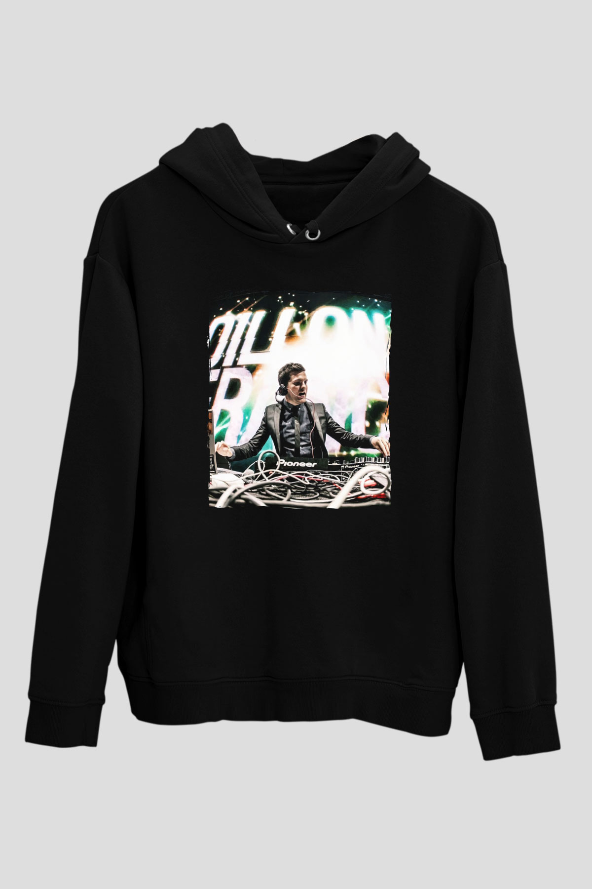 Dillion Francis Siyah Unisex Kapüşonlu Sweatshirt
