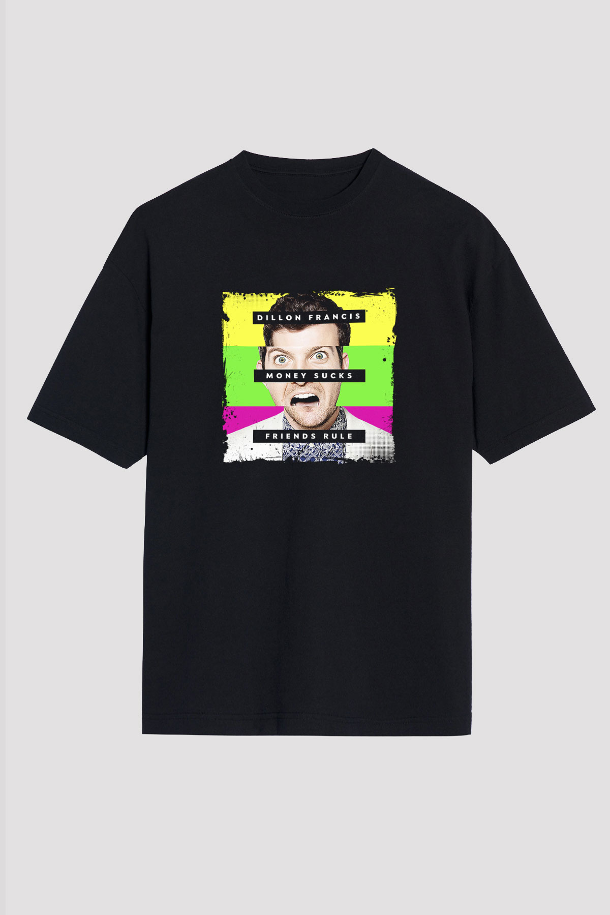 Dillon Francis Baskılı Unisex Oversize Siyah Tişört