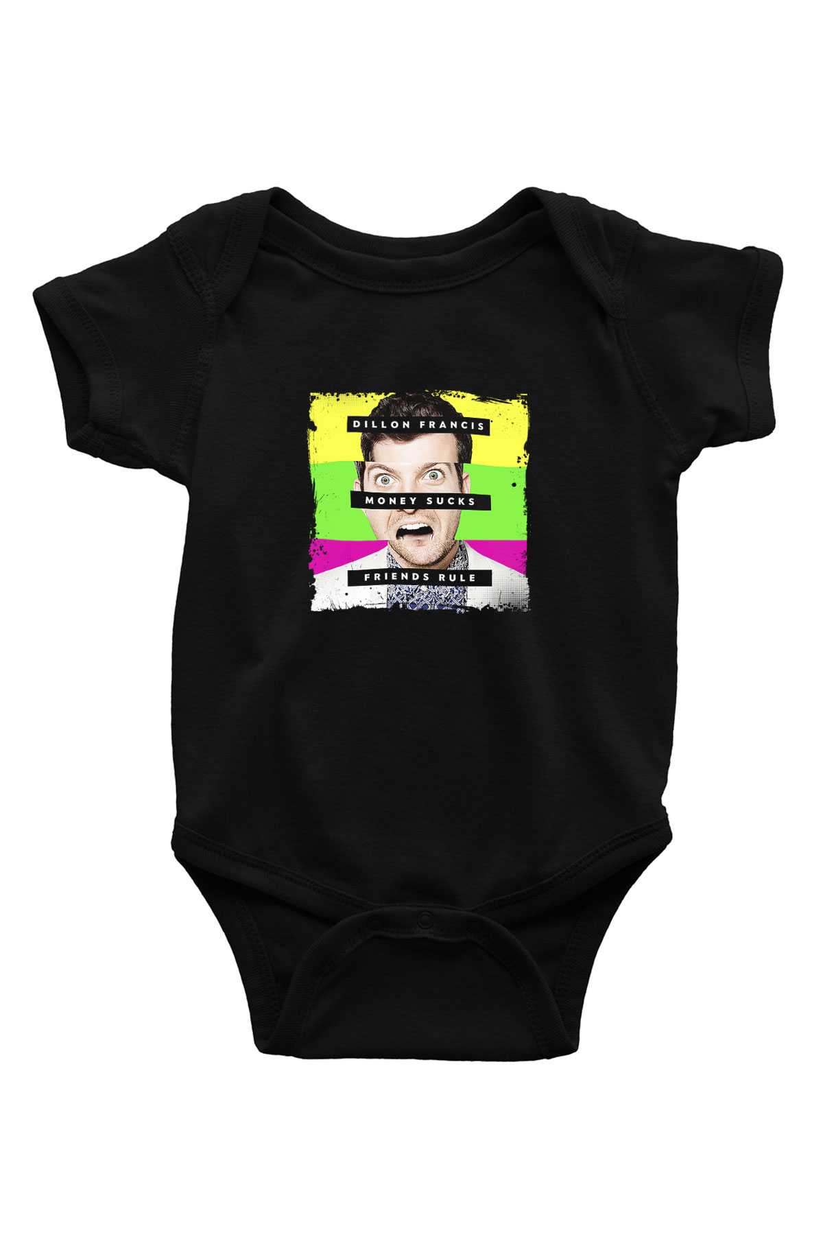 Dillon Francis Baskılı Unisex Siyah Bebek Body - Zıbın