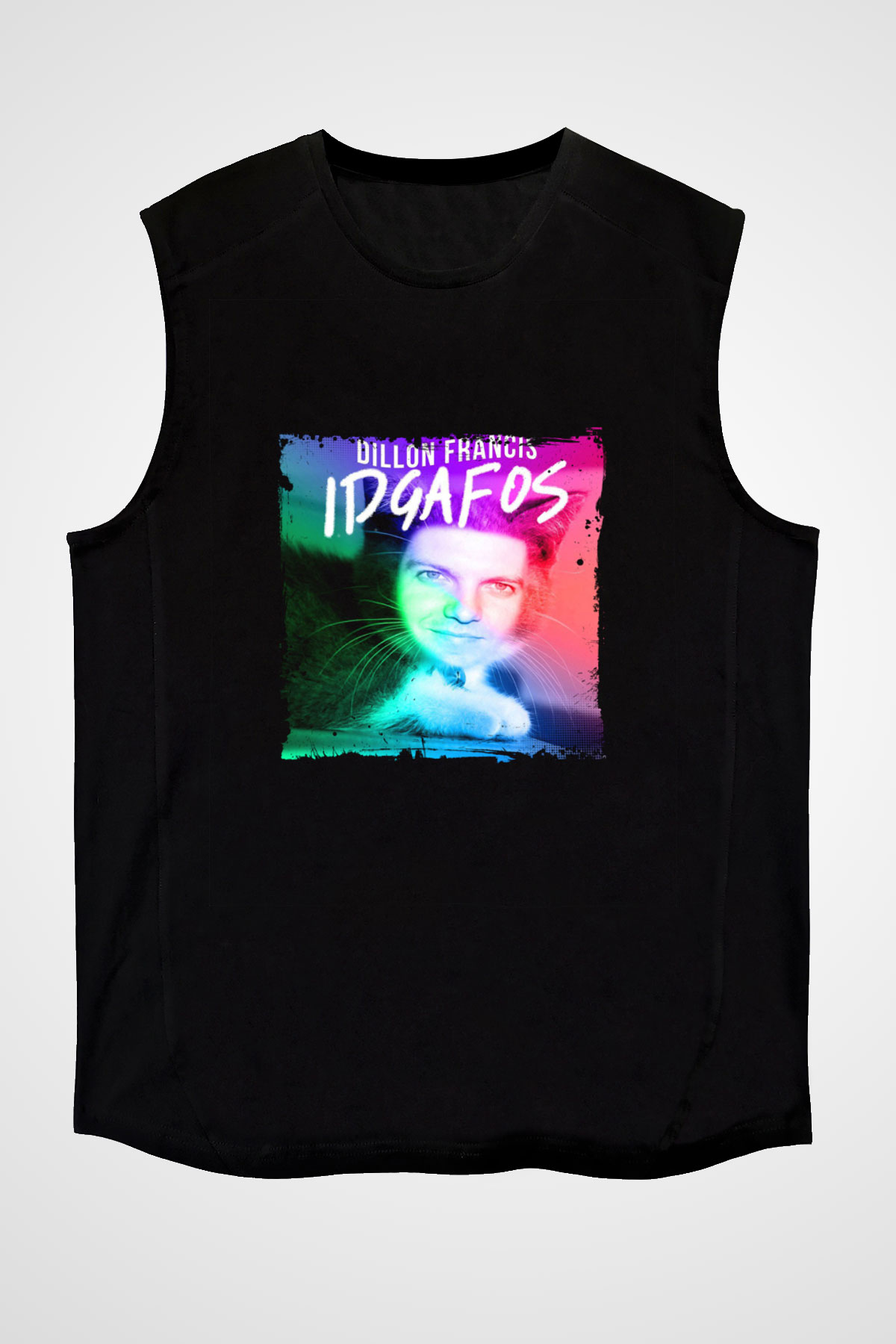 Dillon Francis Baskılı Unisex Siyah Kolsuz Tişört