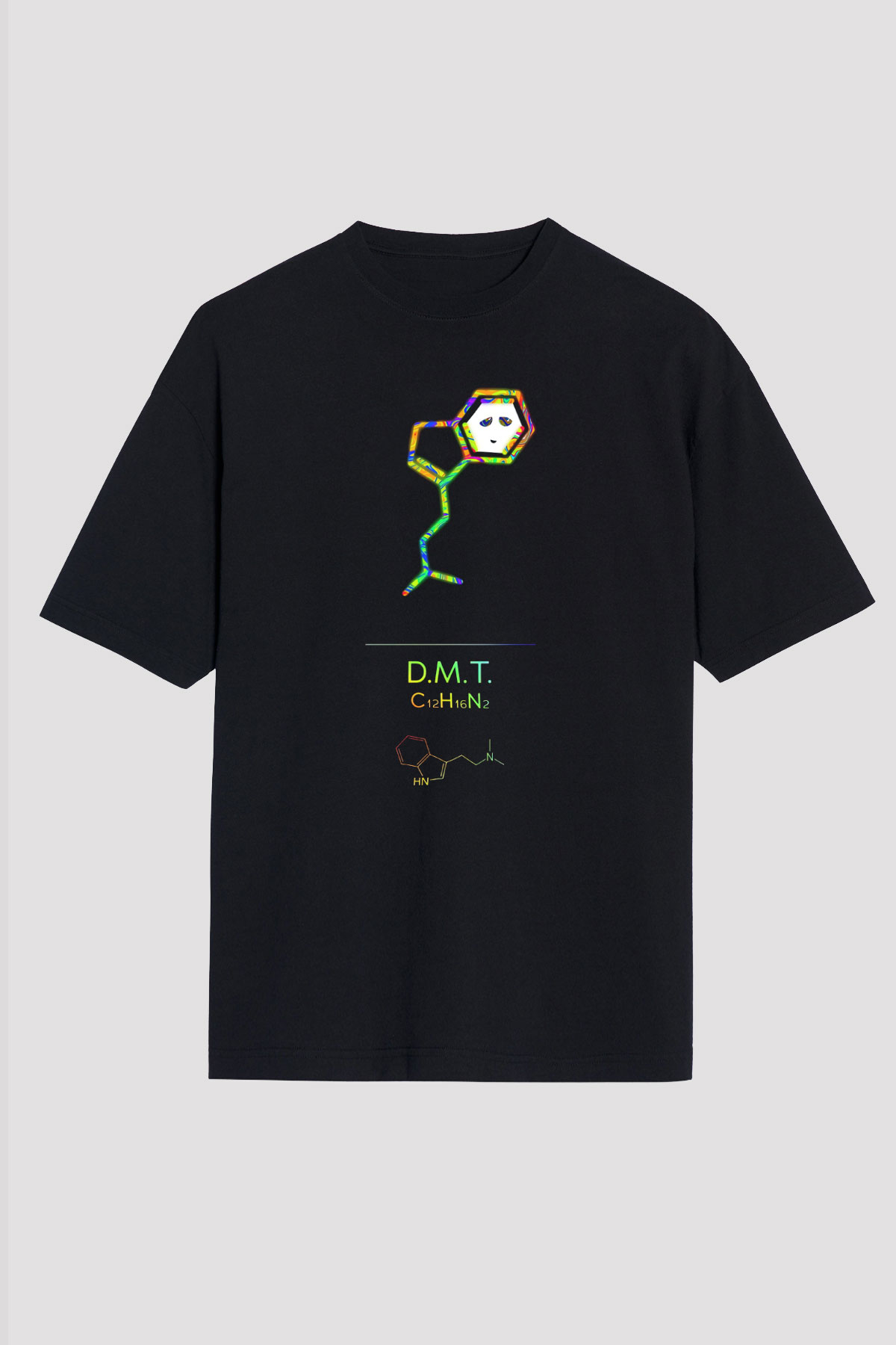 Dimetiltriptamin Molekülü Baskılı Unisex Oversize Tişört - Tshirt