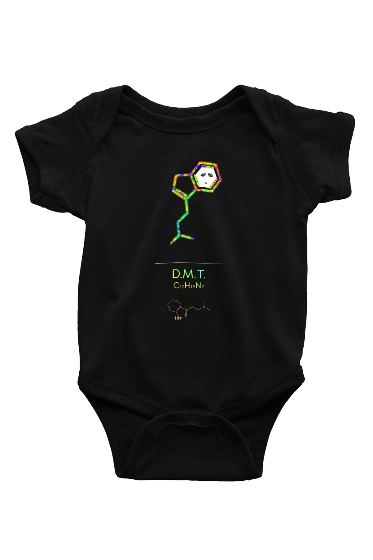Dimetiltriptamin Molekülü Baskılı Unisex  Siyah Bebek Body - Zıbın