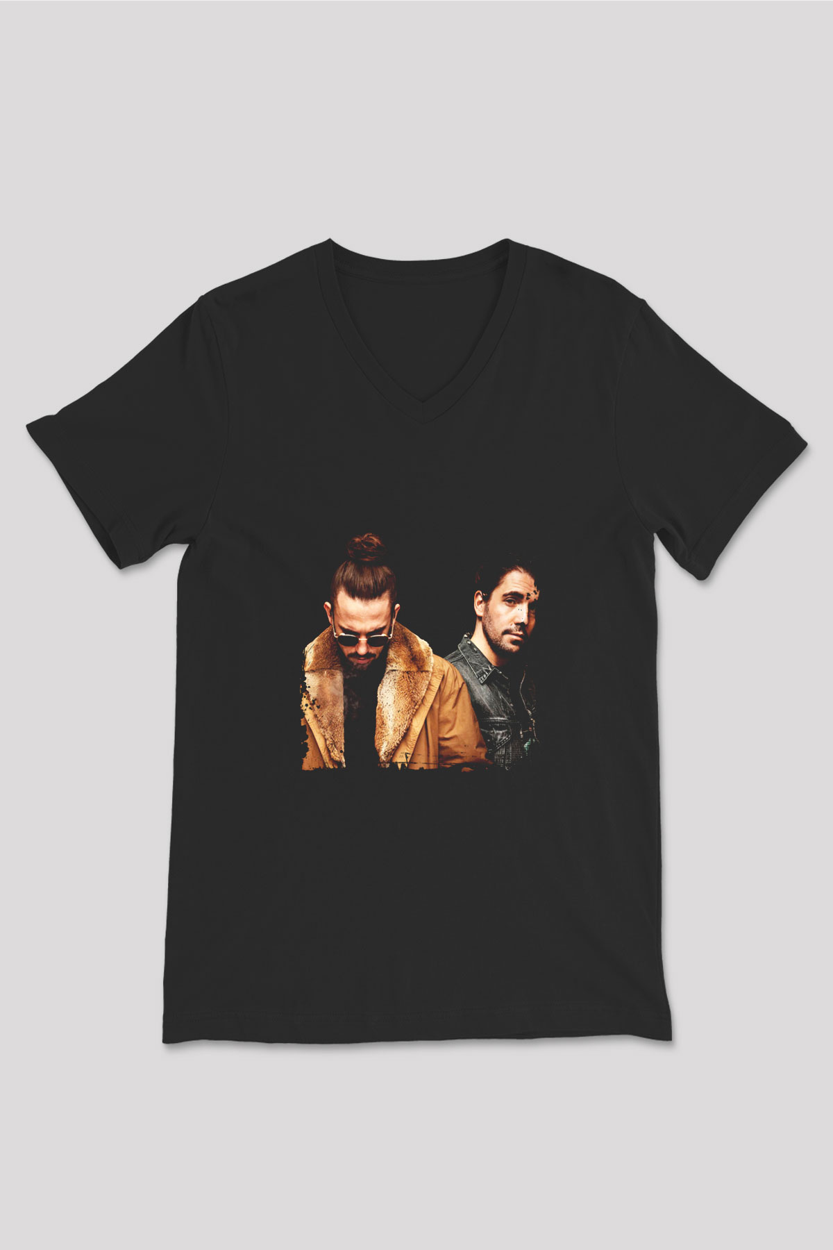 Dimitri Vegas & Like Mike Baskılı Unisex Siyah V Yaka Tişört
