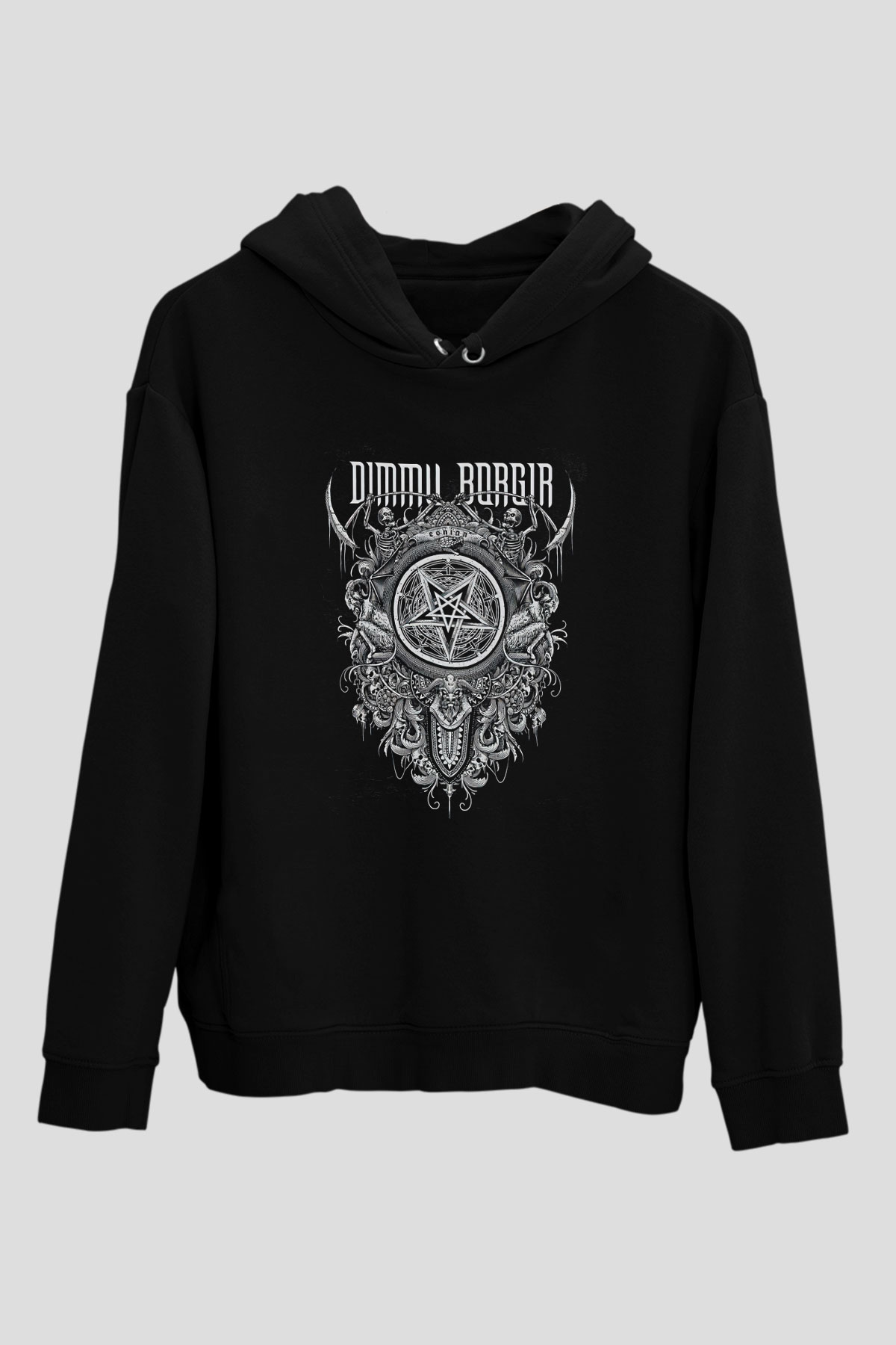 Dimmu Borgir Baskılı Unisex Siyah Kapüşonlu Sweatshirt
