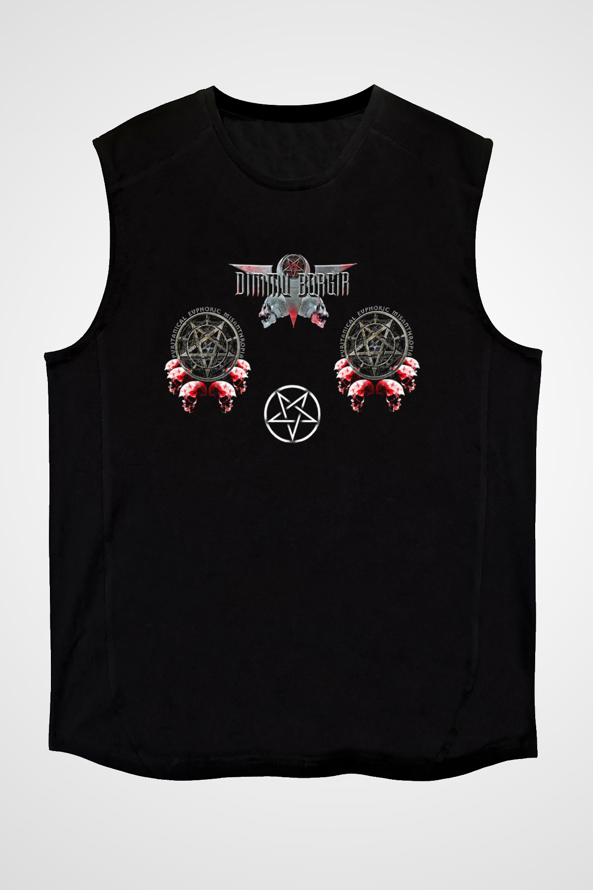 Dimmu Borgir Baskılı Unisex Siyah Kolsuz Tişört - Tshirt