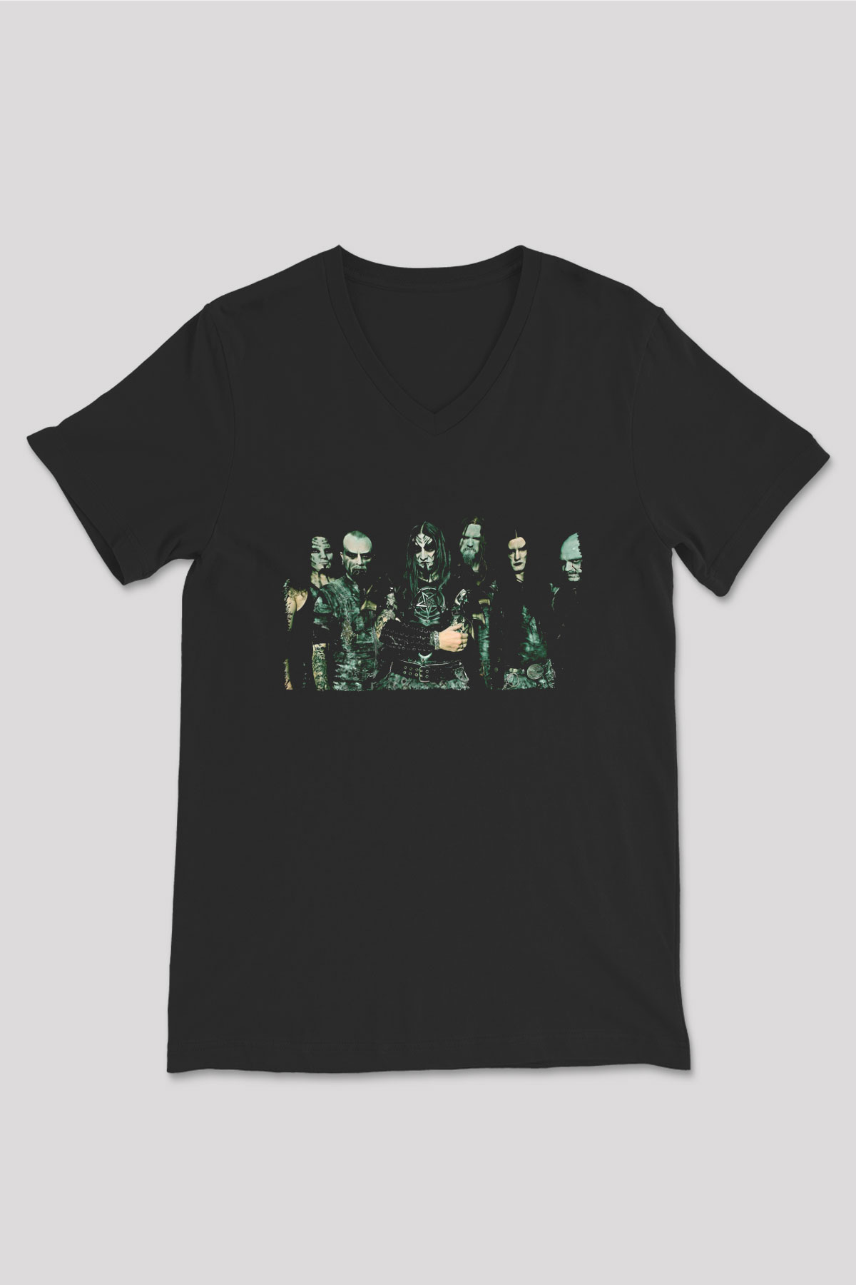 Dimmu Borgir Baskılı Unisex Siyah V Yaka Tişört - Tshirt