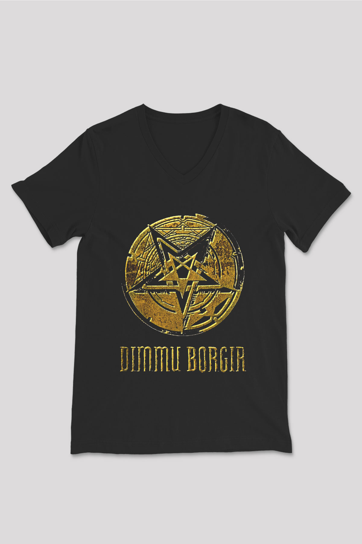 Dimmu Borgir Baskılı Unisex Siyah V Yaka Tişört - Tshirt