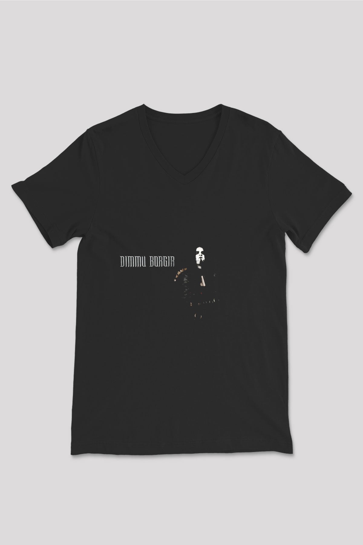 Dimmu Borgir Baskılı Unisex Siyah V Yaka Tişört - Tshirt