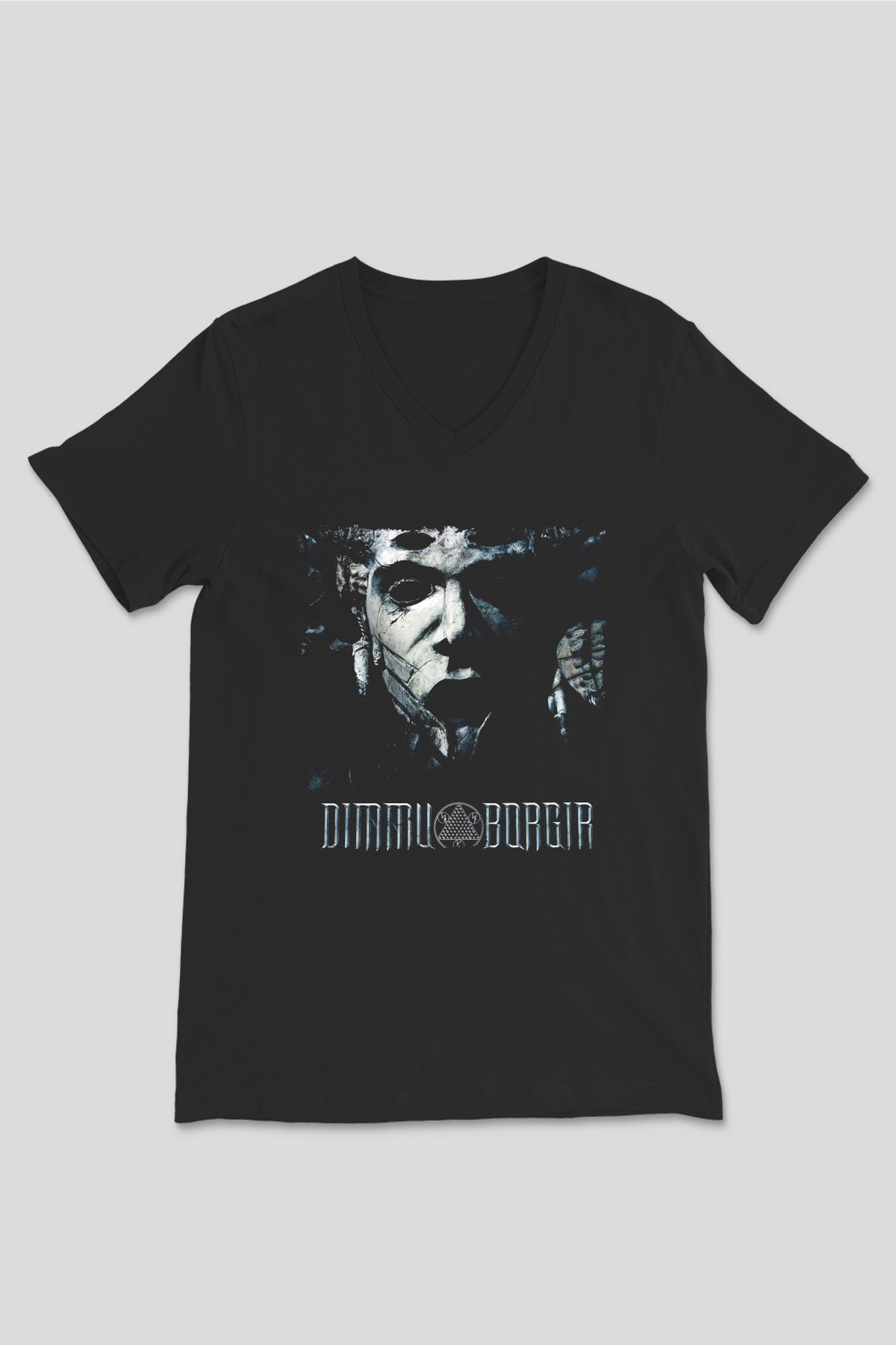 Dimmu Borgir Baskılı Unisex Siyah V Yaka Tişört - Tshirt