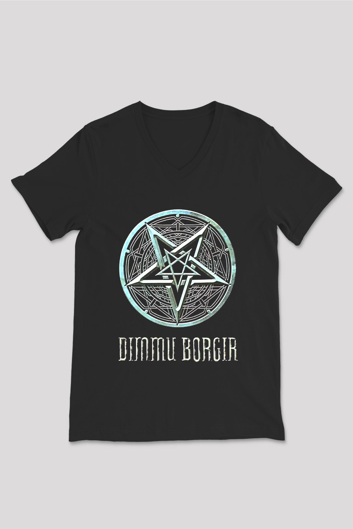 Dimmu Borgir Baskılı Unisex Siyah V Yaka Tişört - Tshirt