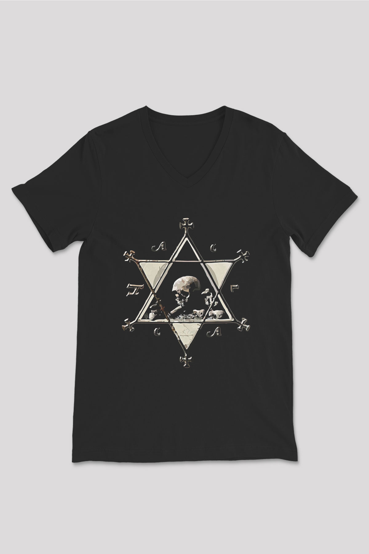 Dimmu Borgir Baskılı Unisex Siyah V Yaka Tişört - Tshirt