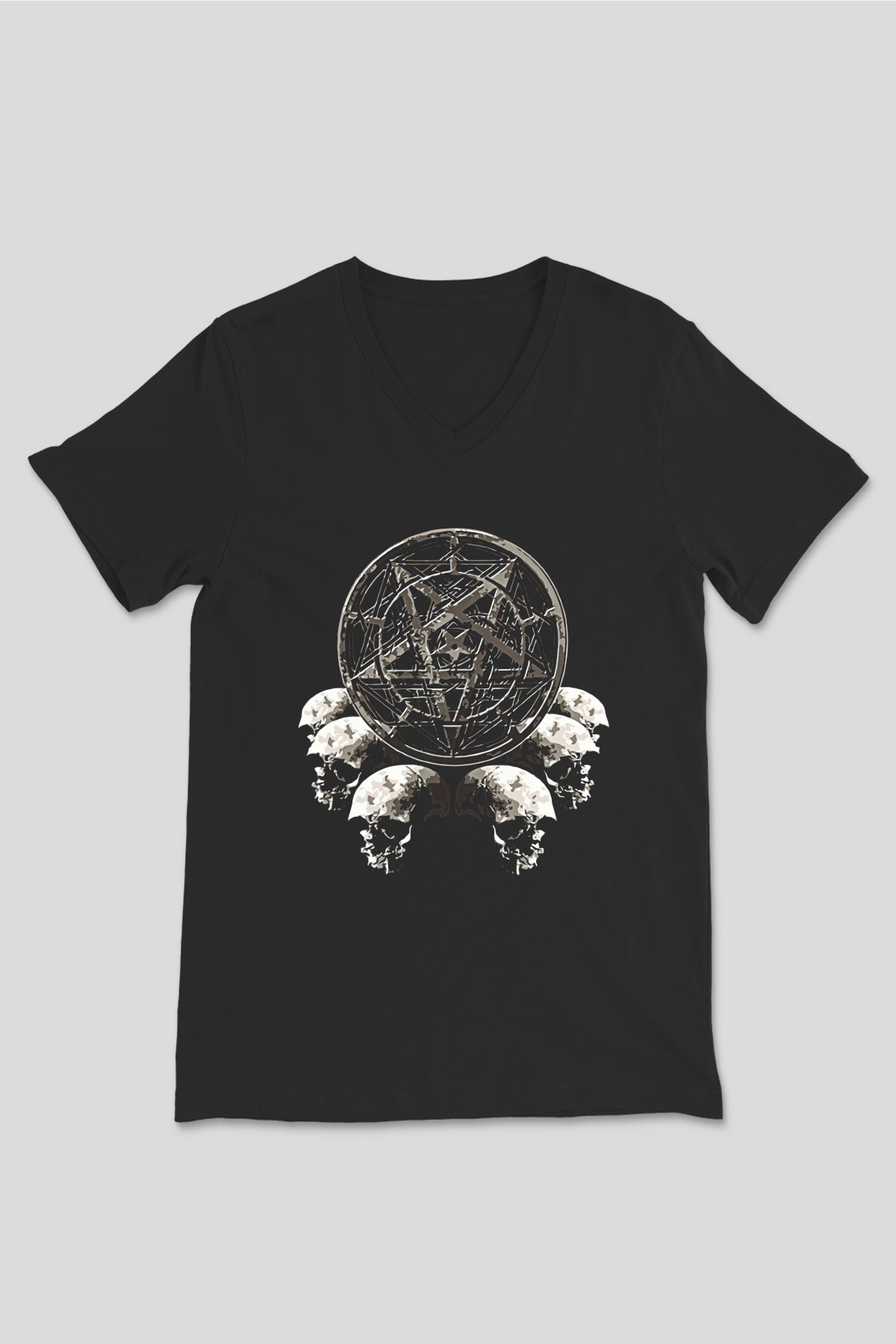 Dimmu Borgir Baskılı Unisex Siyah V Yaka Tişört - Tshirt