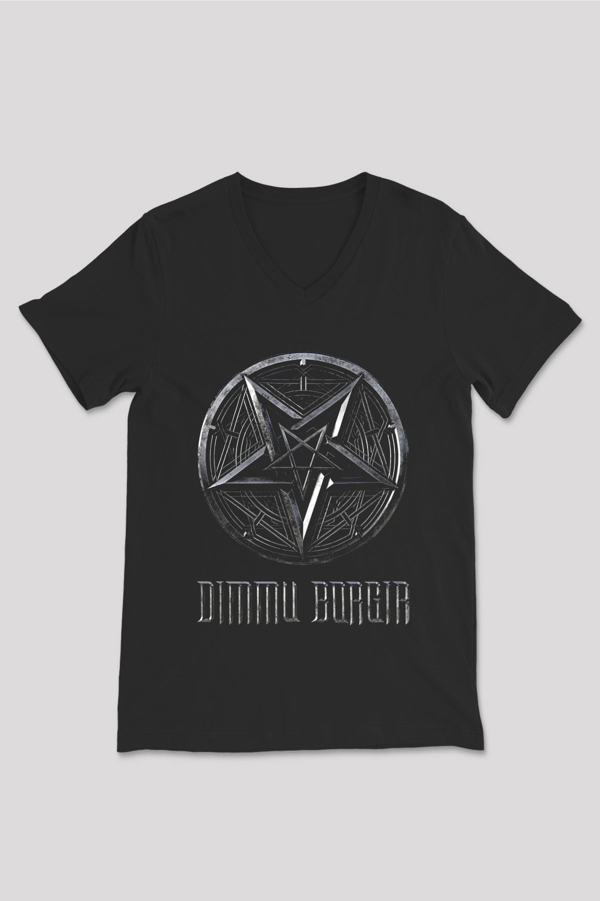 Dimmu Borgir Baskılı Unisex Siyah V Yaka Tişört - Tshirt