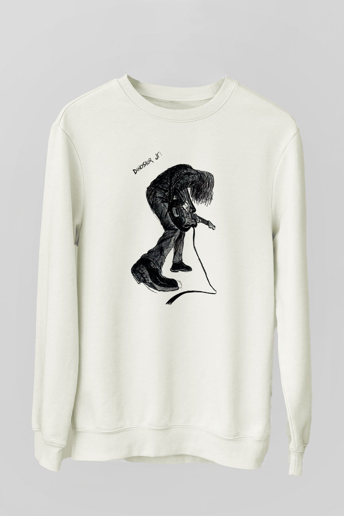 Dinosaur Jr Baskılı Beyaz Unisex Sweatshirt