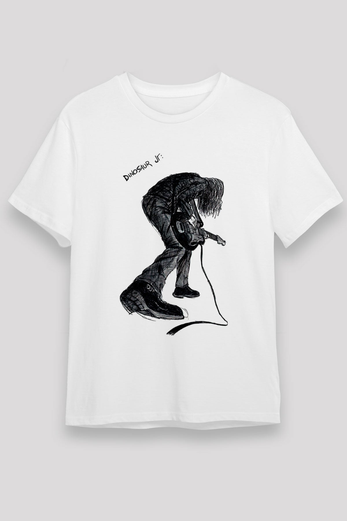 Dinosaur Jr Baskılı Unisex Beyaz Tişört - Tshirt