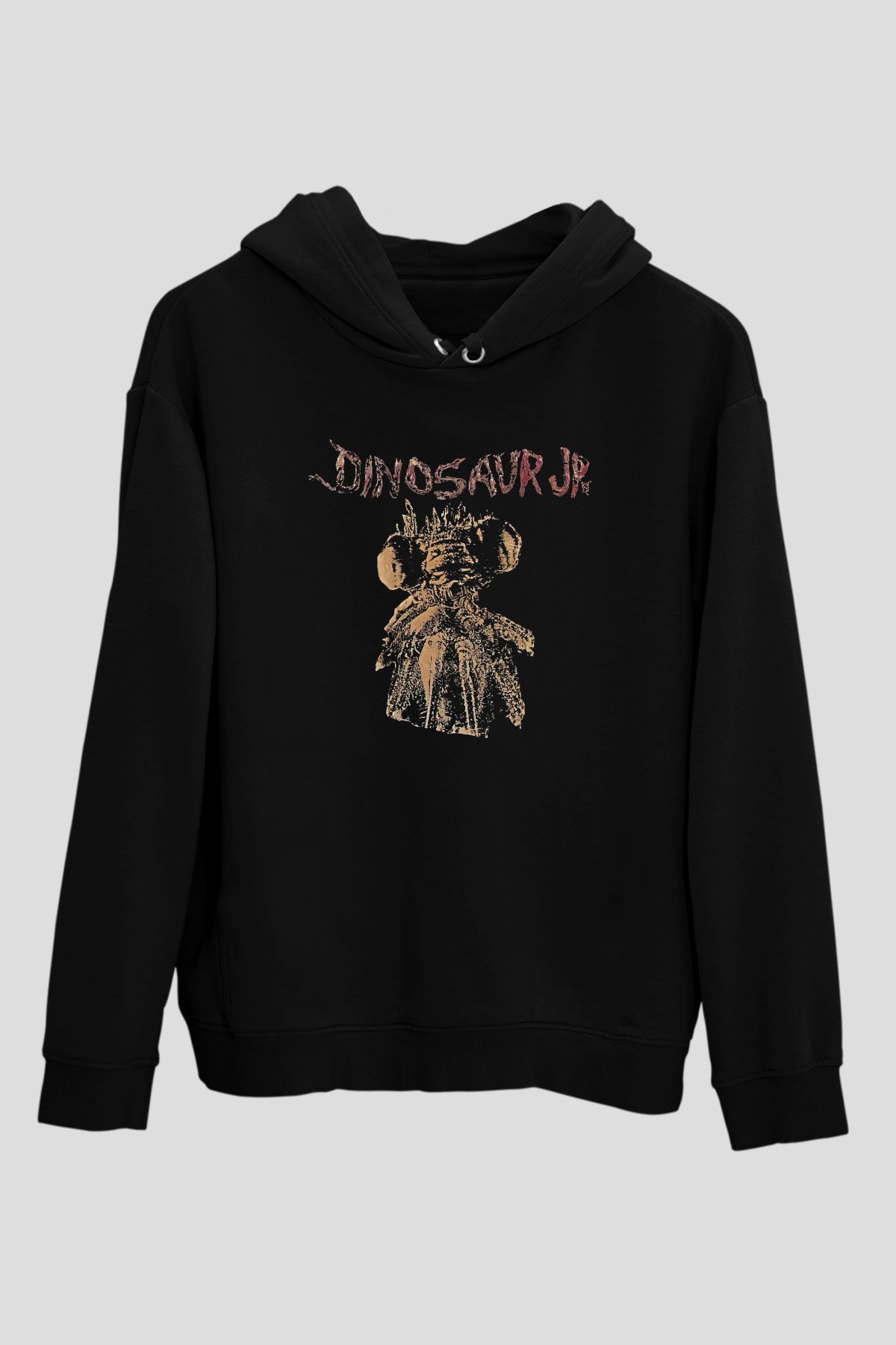 Dinosaur Jr Baskılı Unisex Siyah Kapüşonlu Sweatshirt