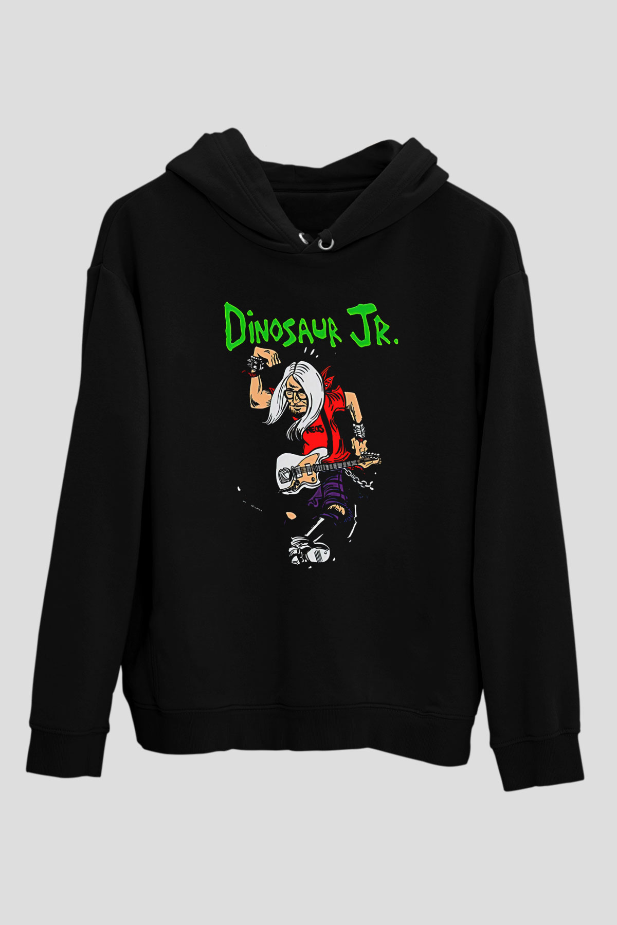 Dinosaur Jr Baskılı Unisex Siyah Kapüşonlu Sweatshirt