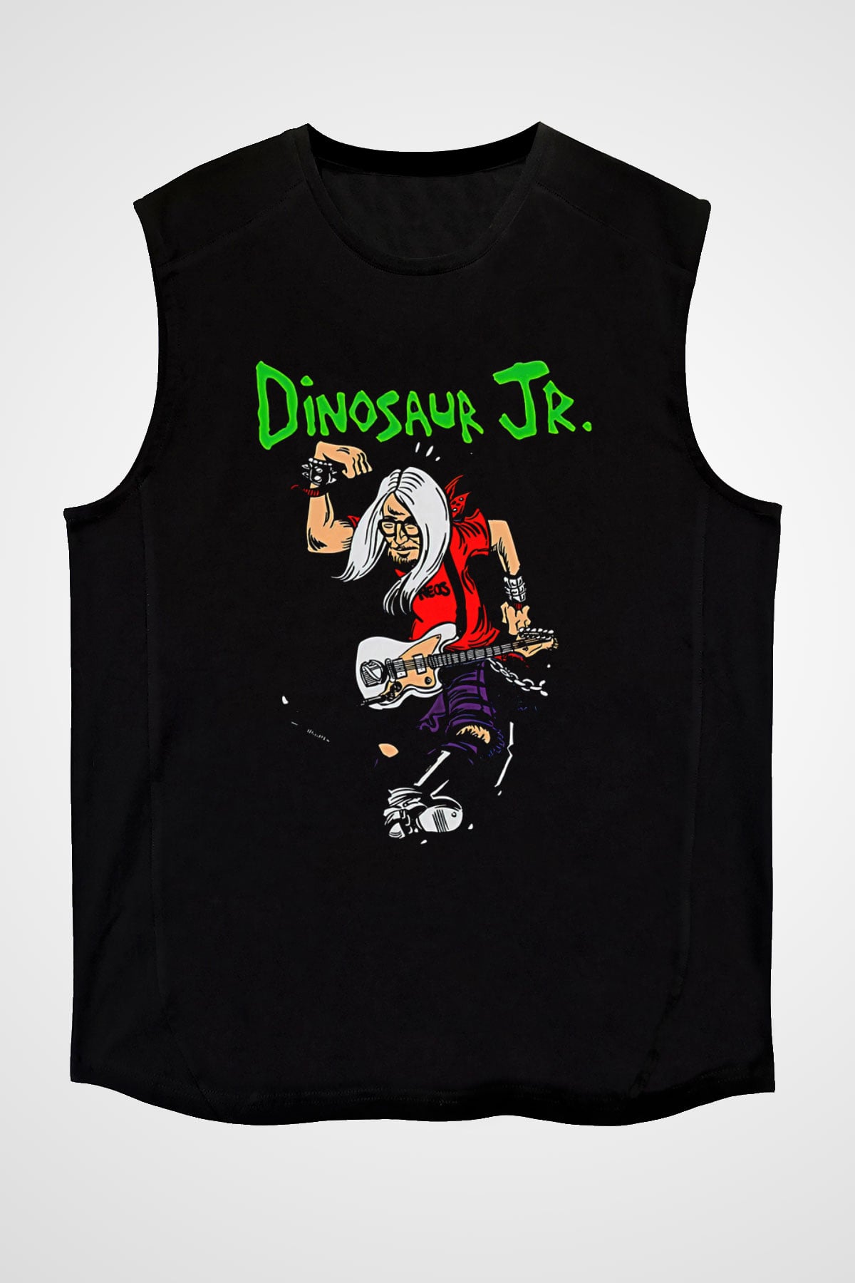 Dinosaur Jr Baskılı Unisex Siyah Kolsuz Tişört - Tshirt