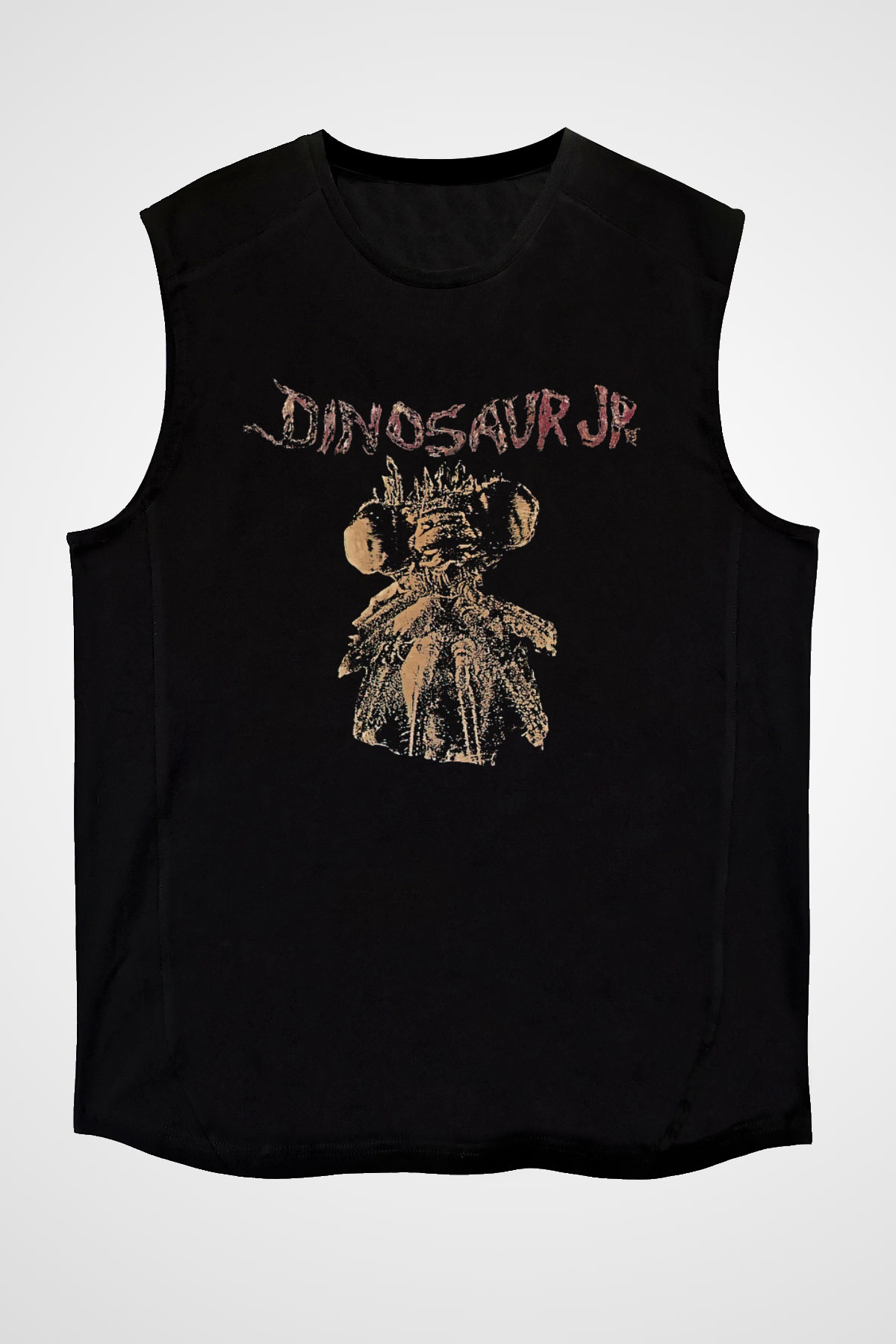 Dinosaur Jr Baskılı Unisex Siyah Kolsuz Tişört - Tshirt