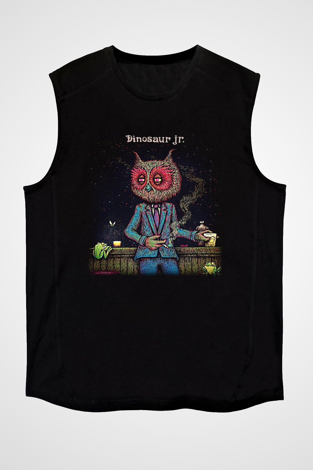 Dinosaur Jr Baskılı Unisex Siyah Kolsuz Tişört - Tshirt