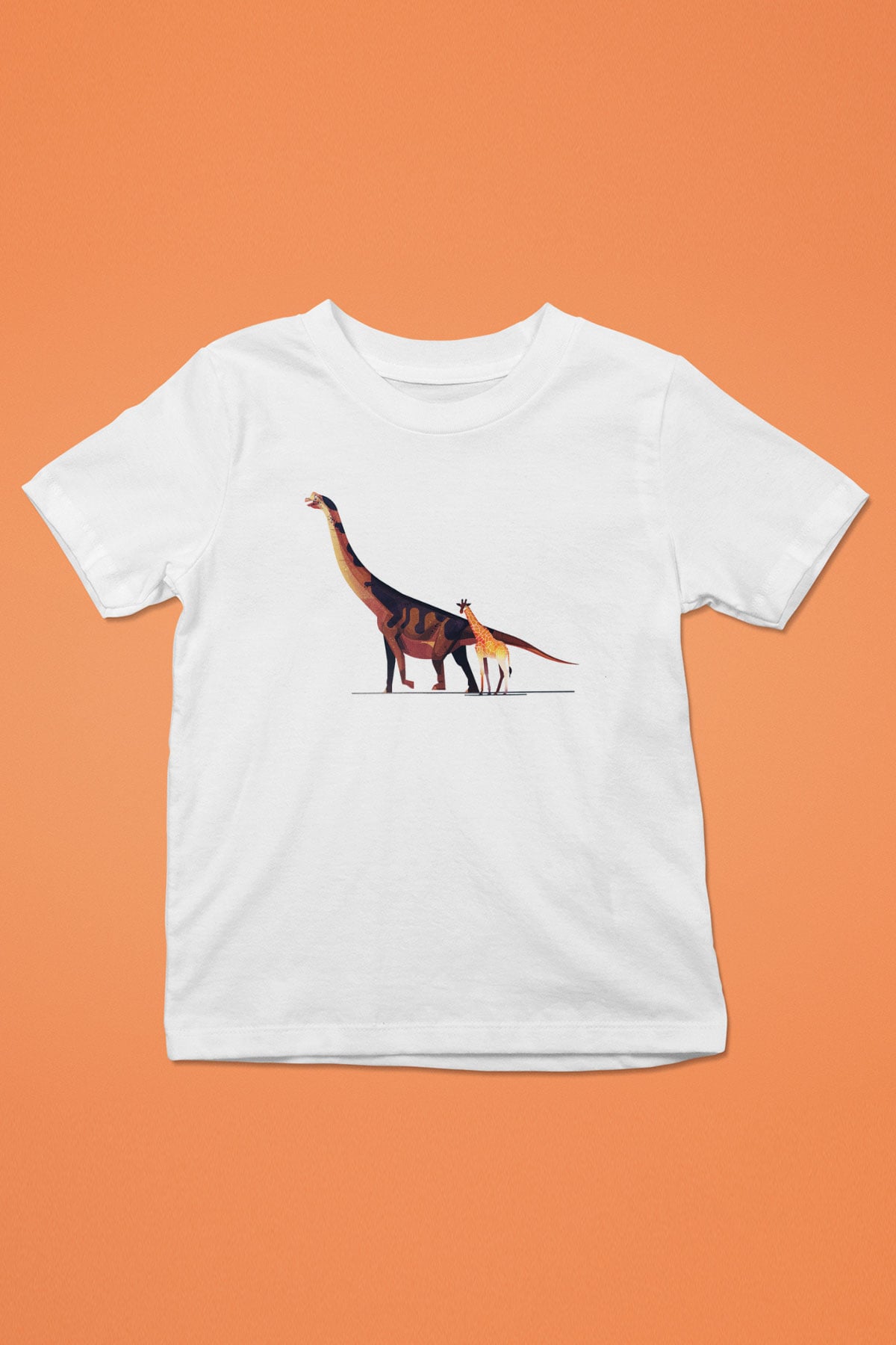 Dinozor Baskılı Beyaz Unisex Çocuk Tişört