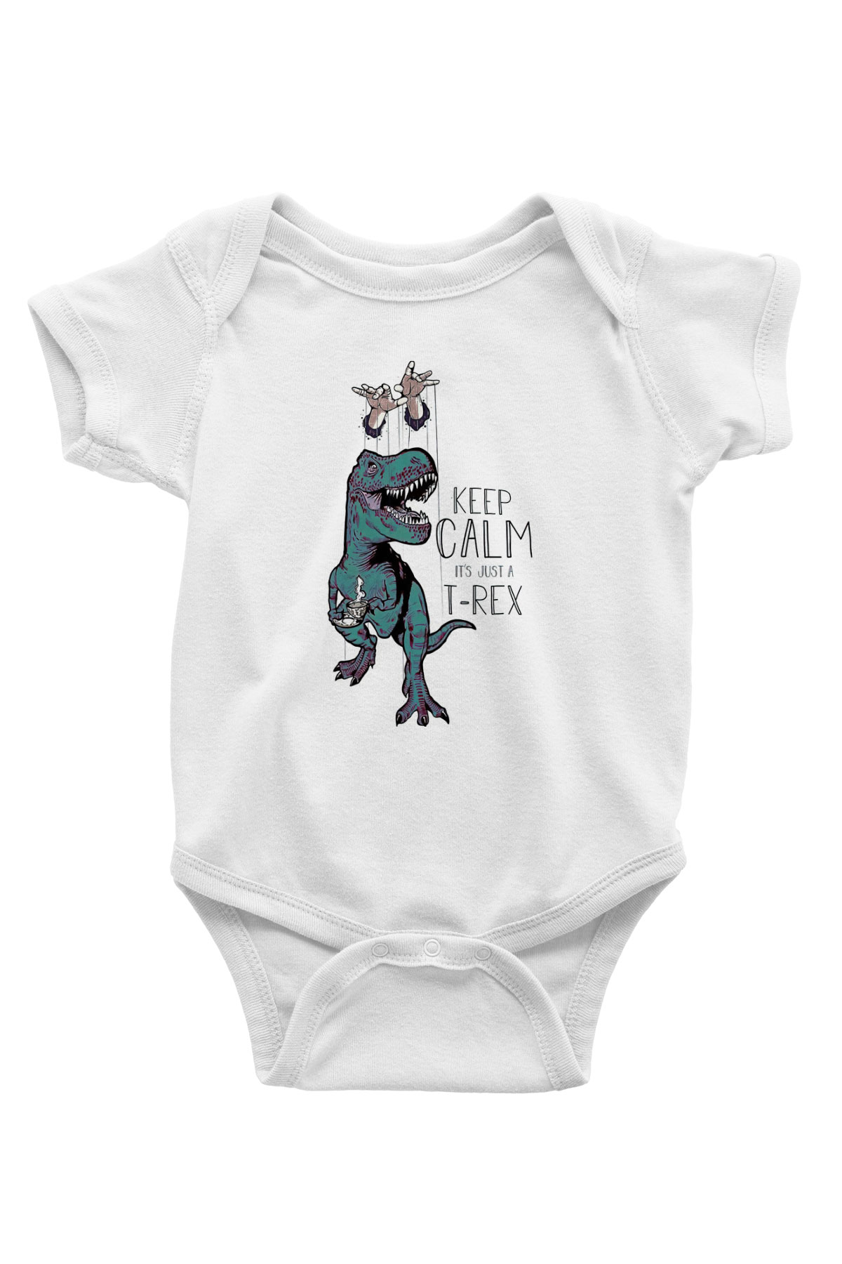 Dinozor Beyaz Bebek Body - Zıbın