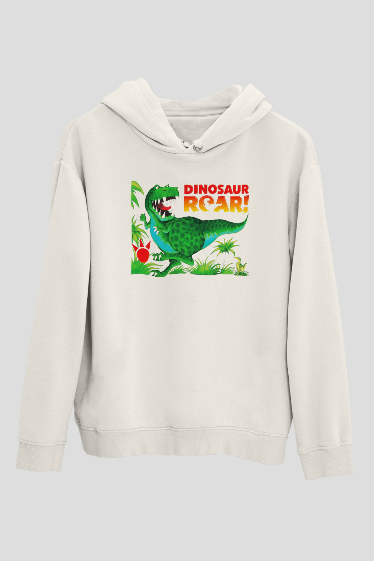 Dinozor Beyaz Unisex Kapşonlu Sweatshirt