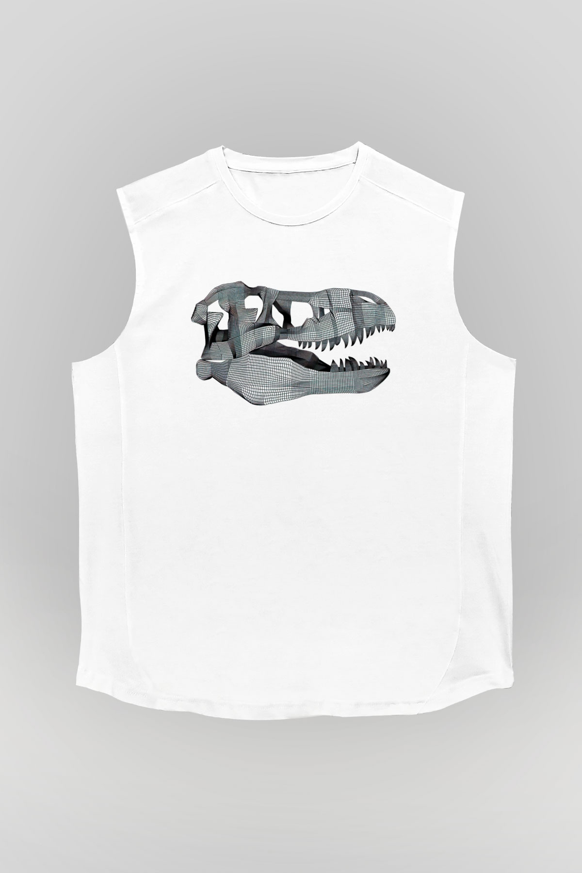 Dinozor Beyaz Unisex Kolsuz Tişört