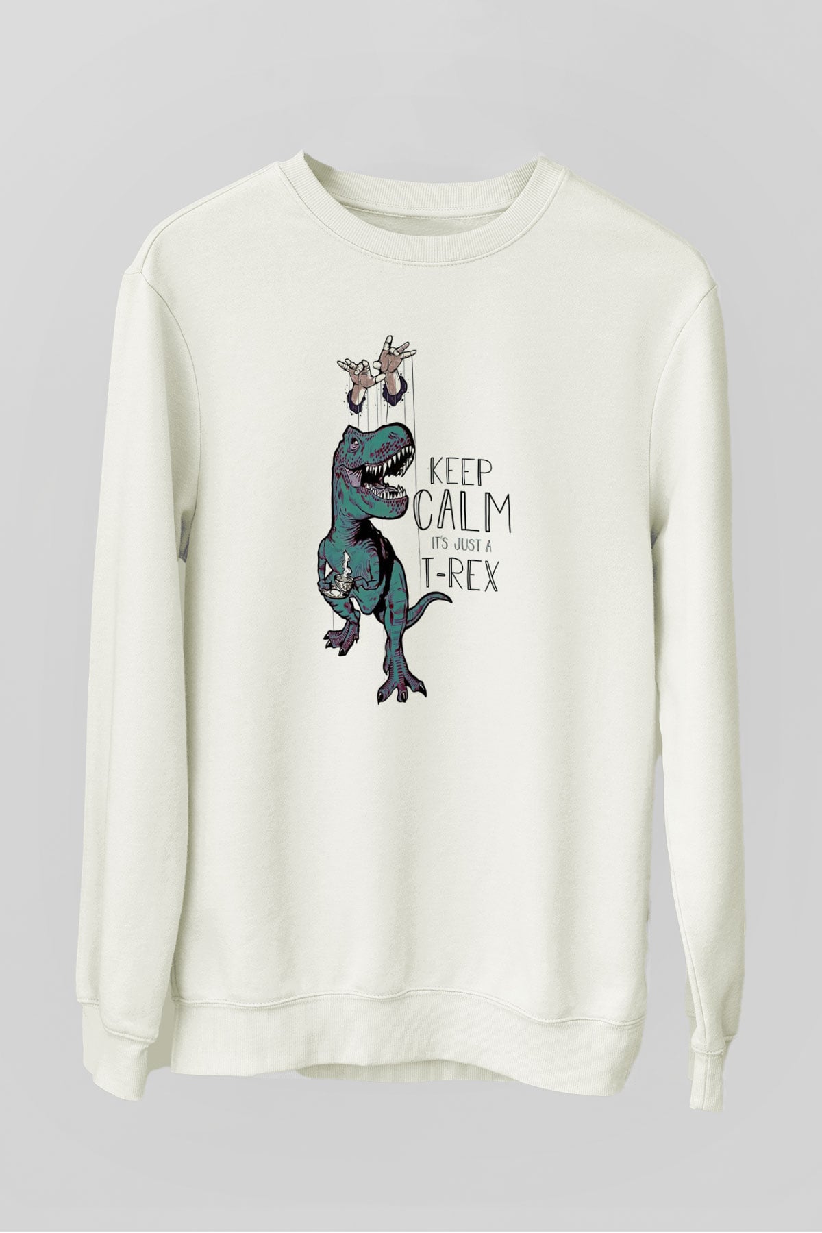 Dinozor Beyaz Unisex Sweatshirt