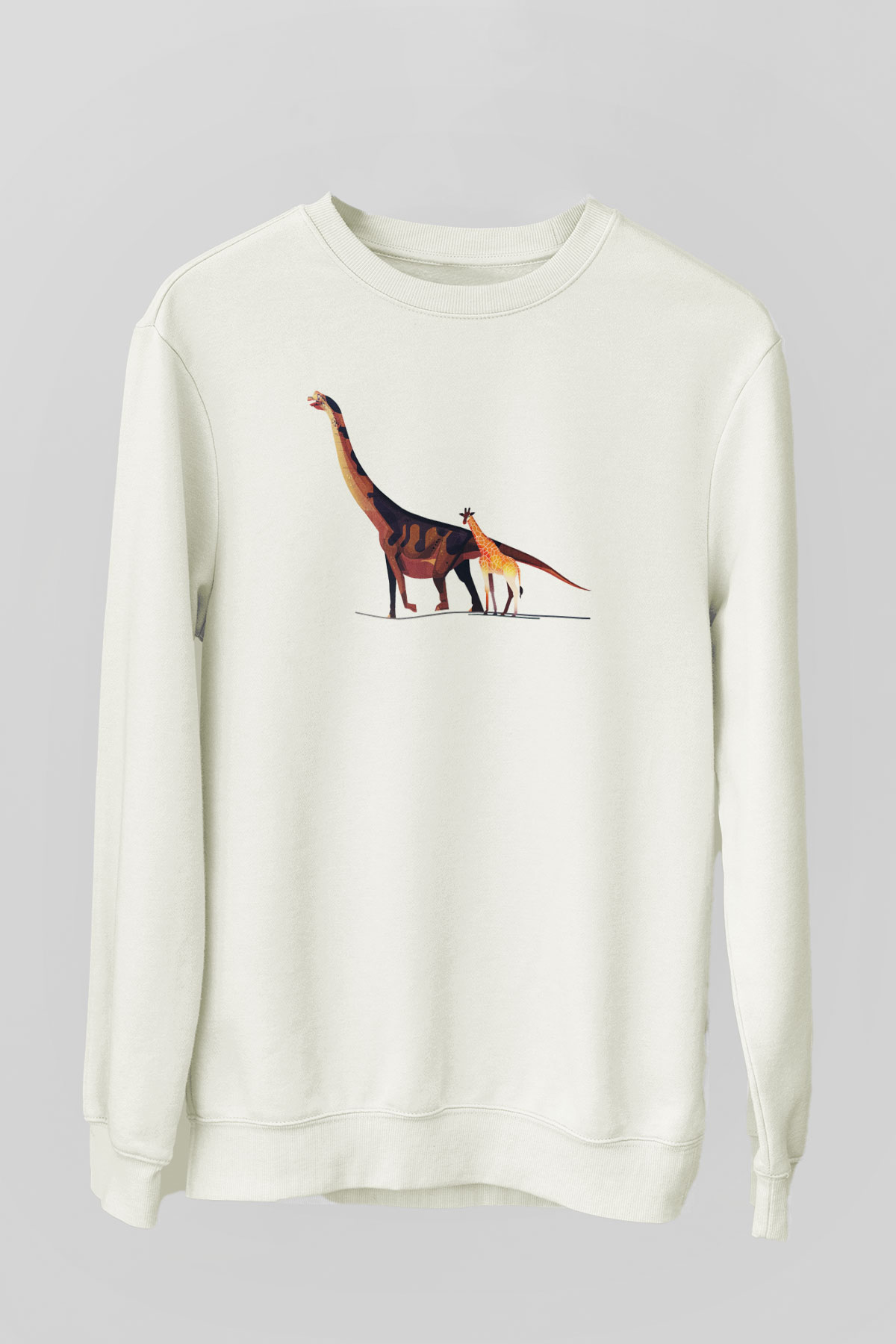Dinozor Beyaz Unisex Sweatshirt
