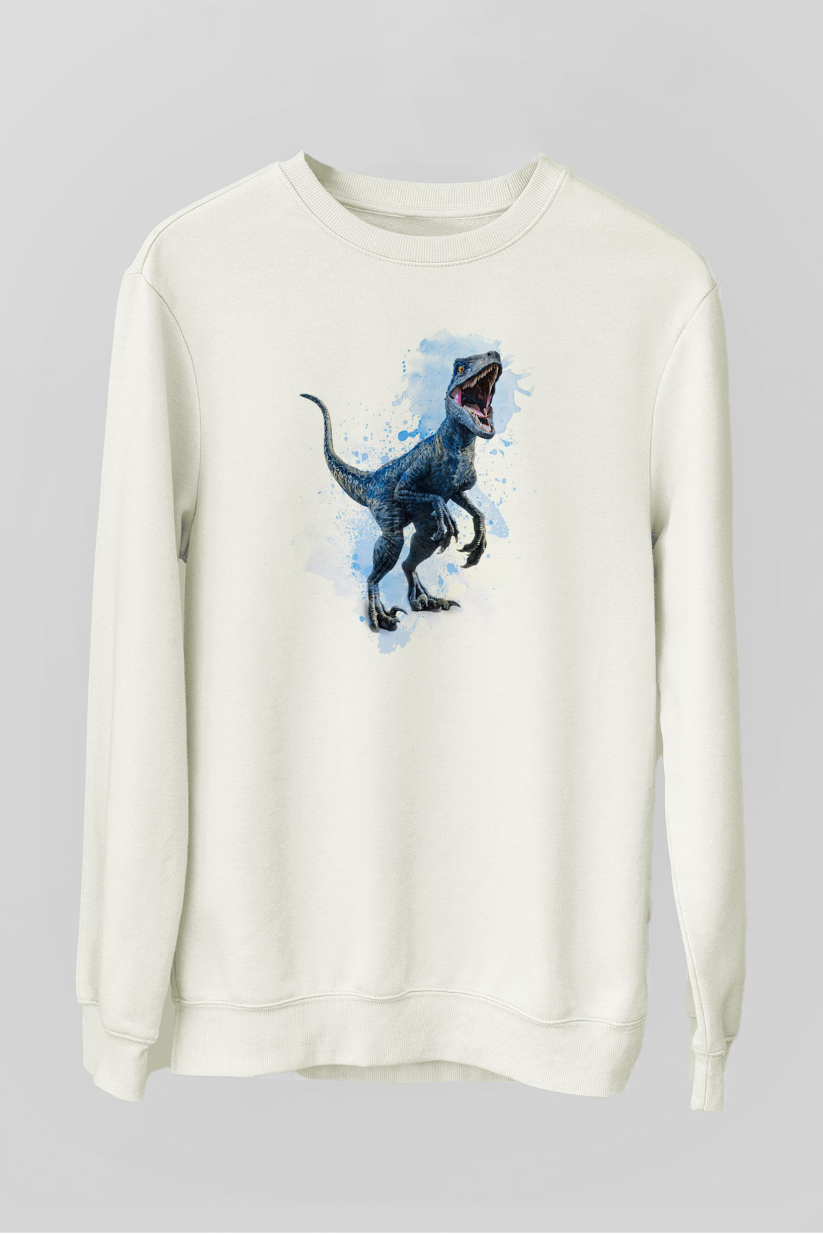 Dinozor Beyaz Unisex Sweatshirt