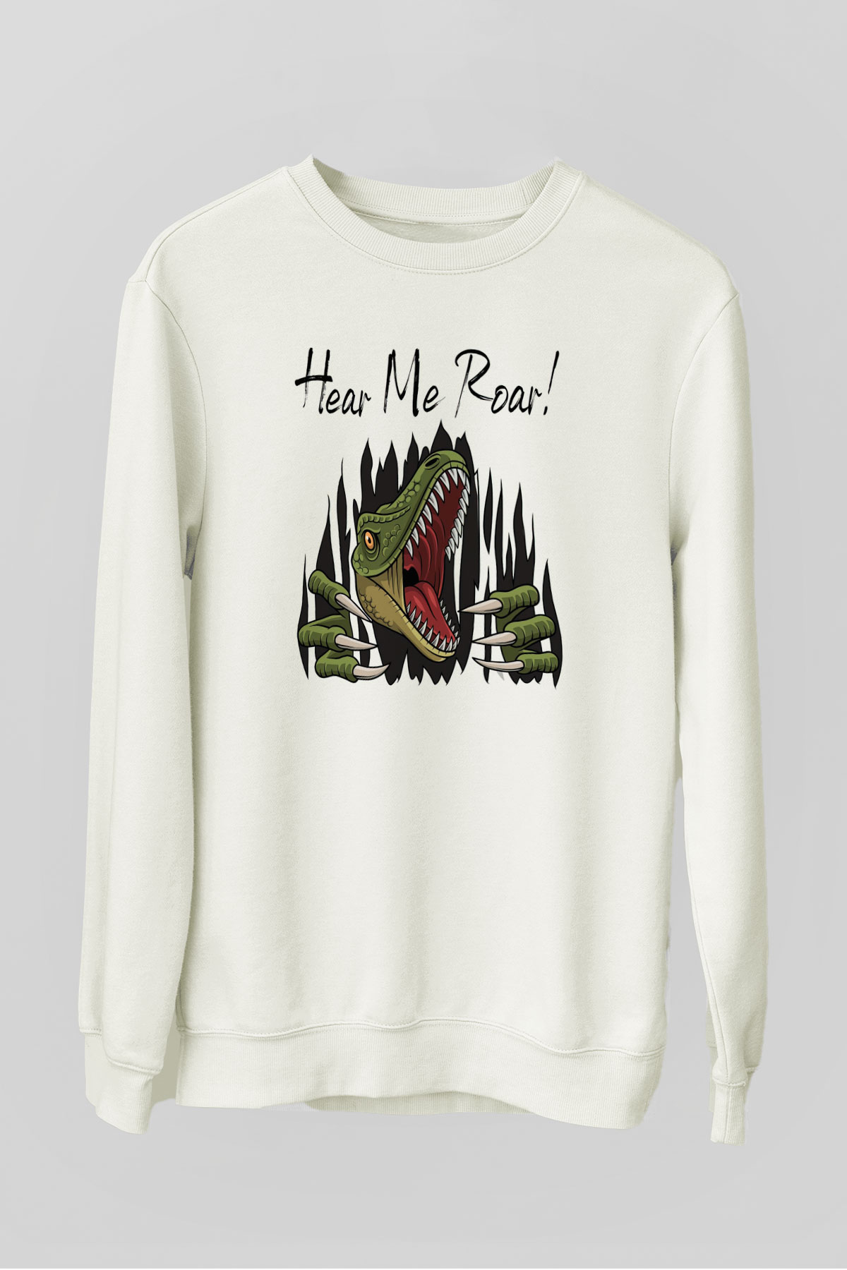 Dinozor Beyaz Unisex Sweatshirt