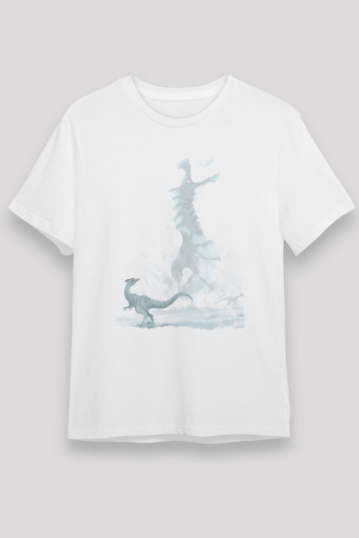 Dinozor Beyaz Unisex Tişört T-Shirt - TişörtFabrikası