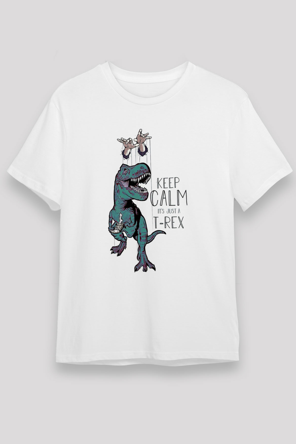Dinozor Beyaz Unisex Tişört T-Shirt - TişörtFabrikası