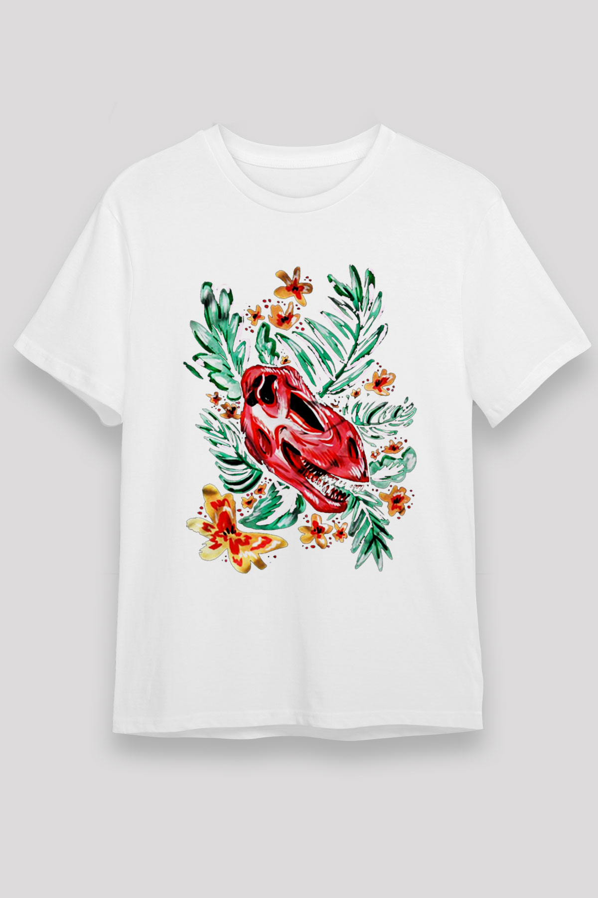 Dinozor Beyaz Unisex Tişört T-Shirt - TişörtFabrikası