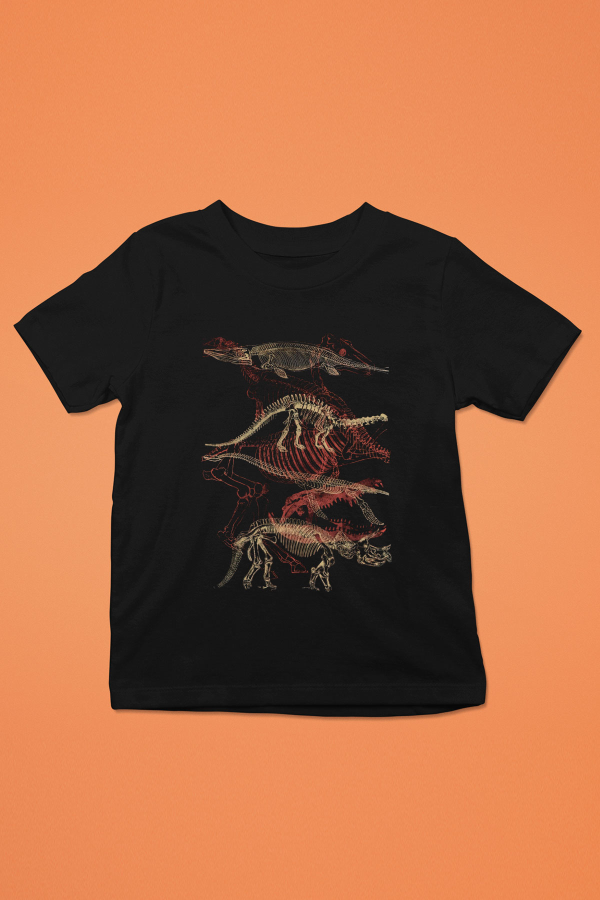 Dinozor Siyah Unisex Çocuk Tişört