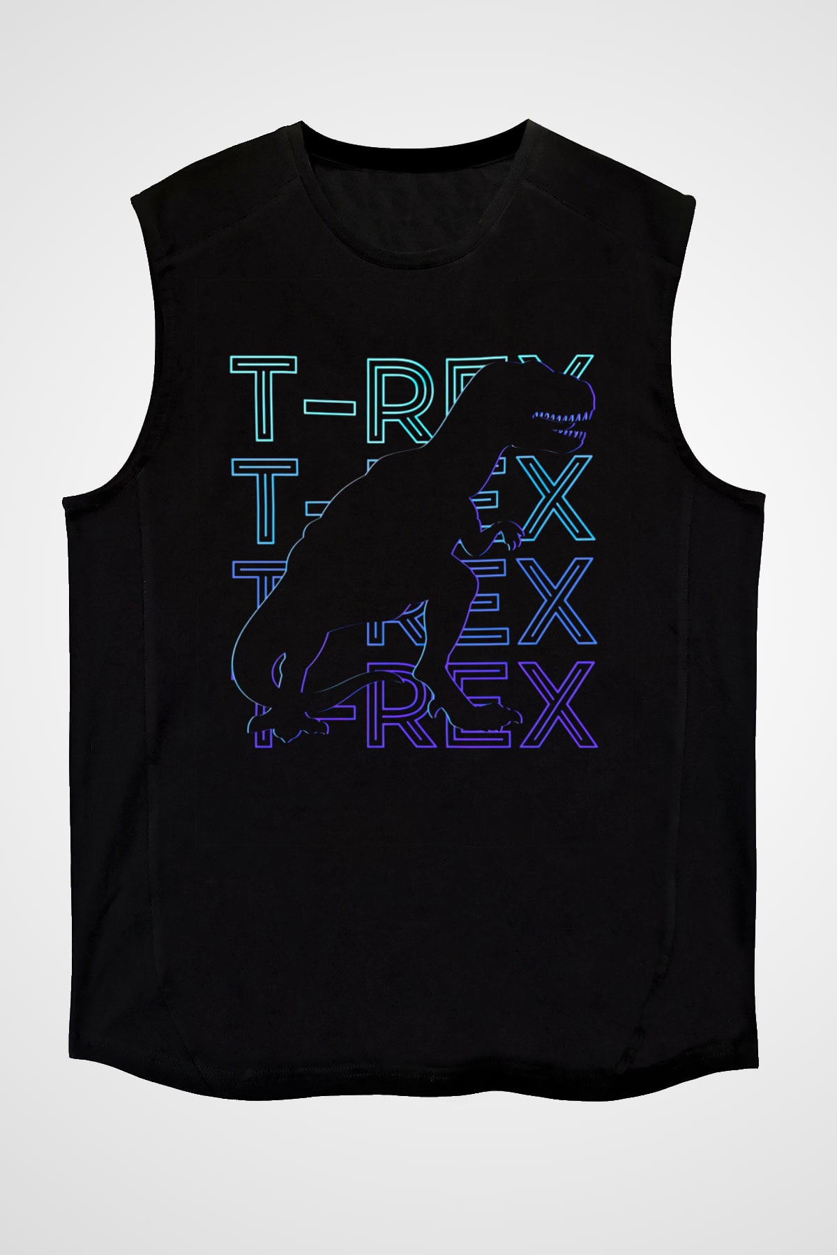 Dinozor Siyah Unisex Kolsuz Tişört