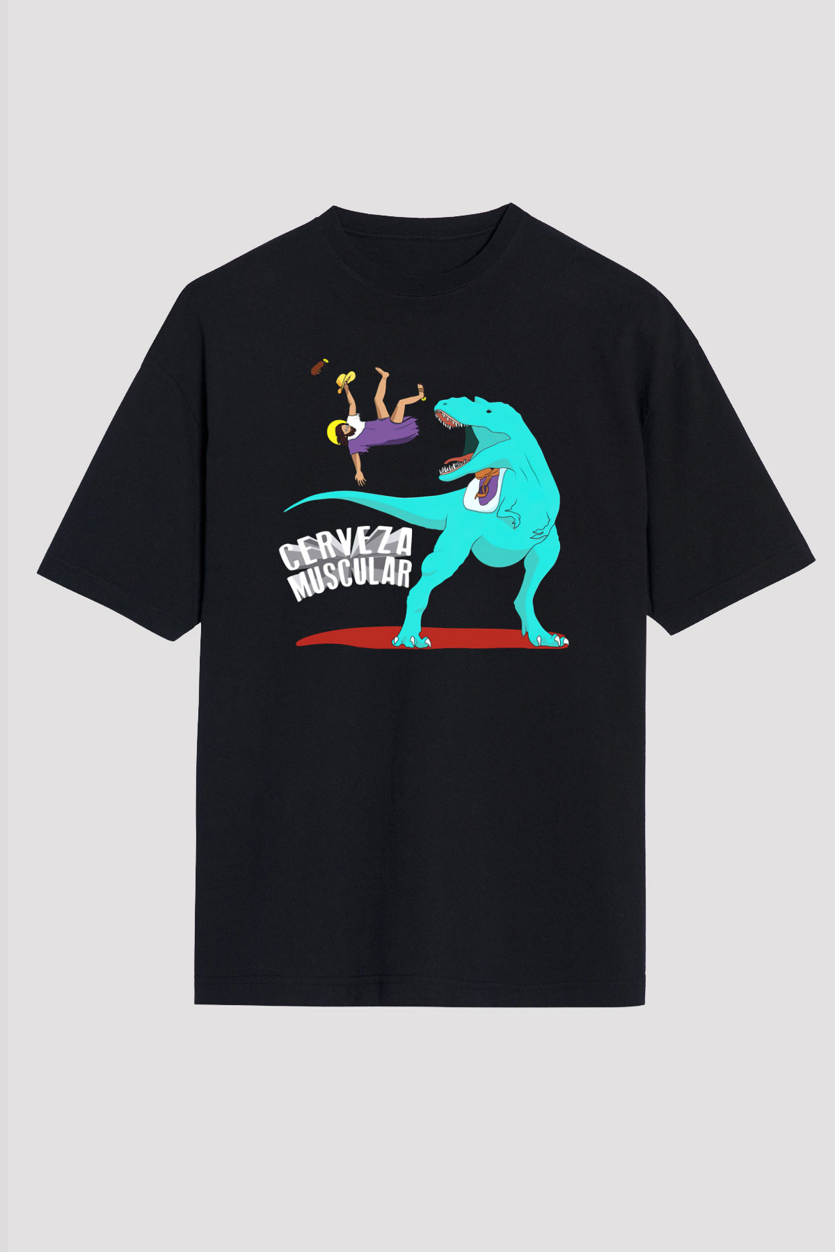 Dinozor Siyah Unisex Oversize Tişört T-Shirt