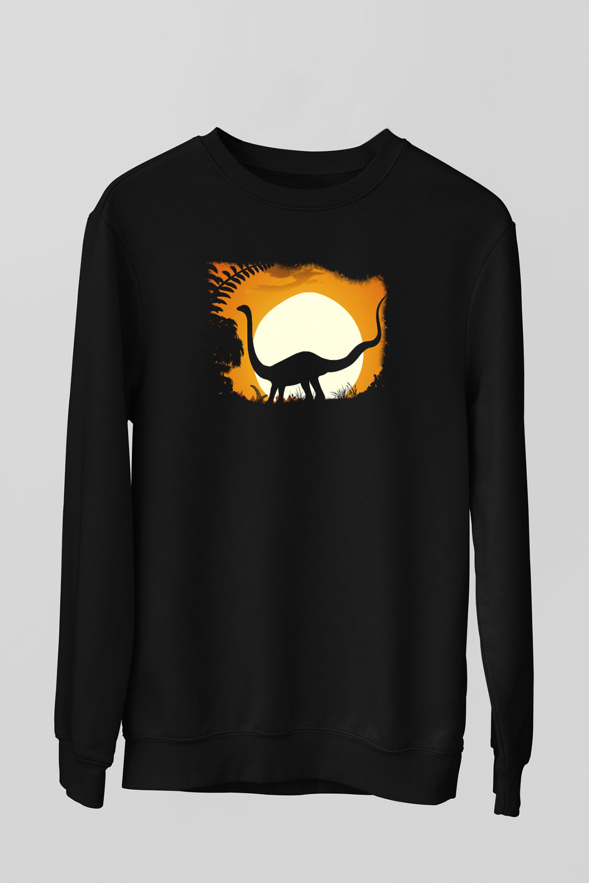 Dinozor Siyah Unisex Sweatshirt