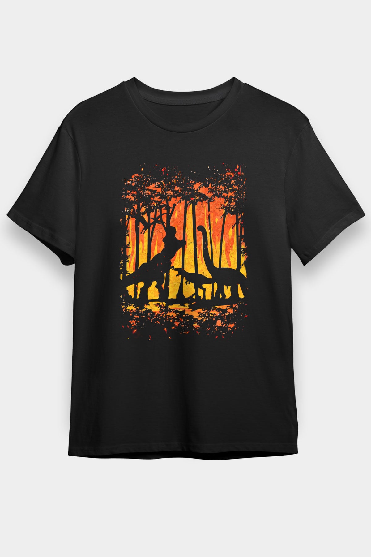 Dinozor Siyah Unisex Tişört T-Shirt - TişörtFabrikası