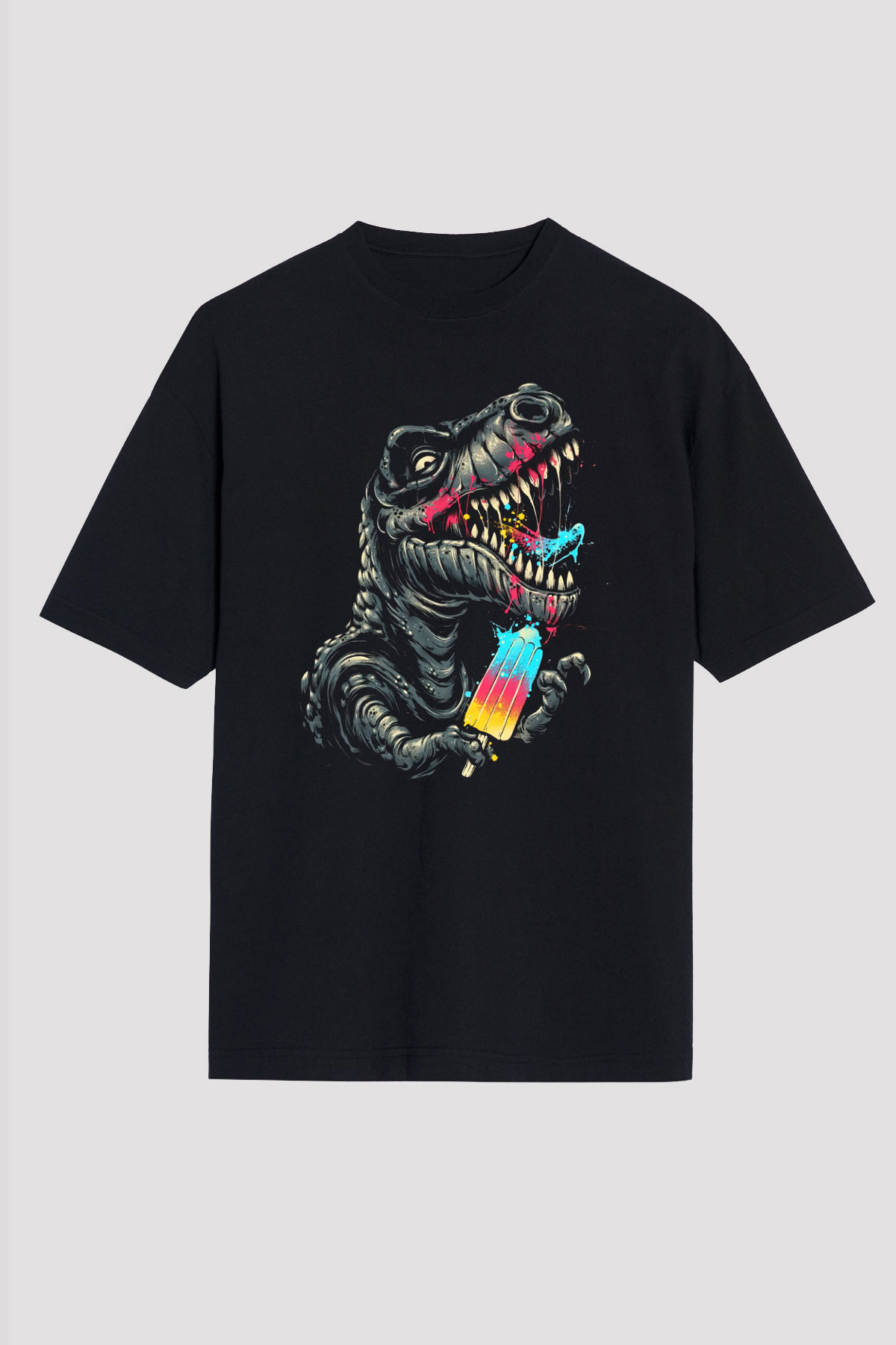 Dinozor Siyah Unisex Tişört T-Shirt - TişörtFabrikası