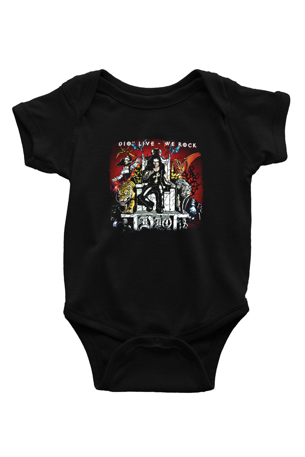 Dio Baskılı Unisex Siyah Bebek Body - Zıbın