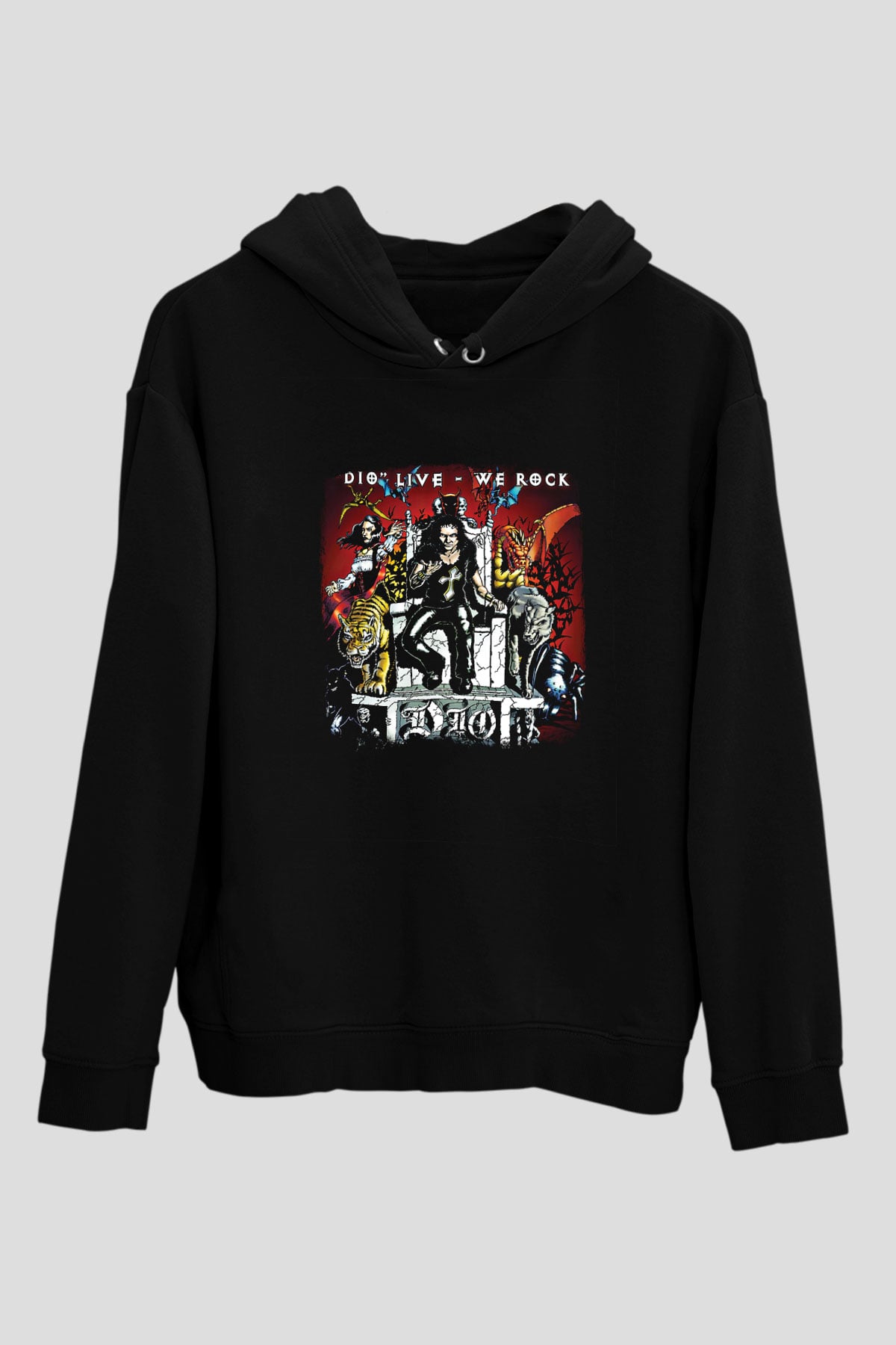 Dio Baskılı Unisex Siyah Hoodie