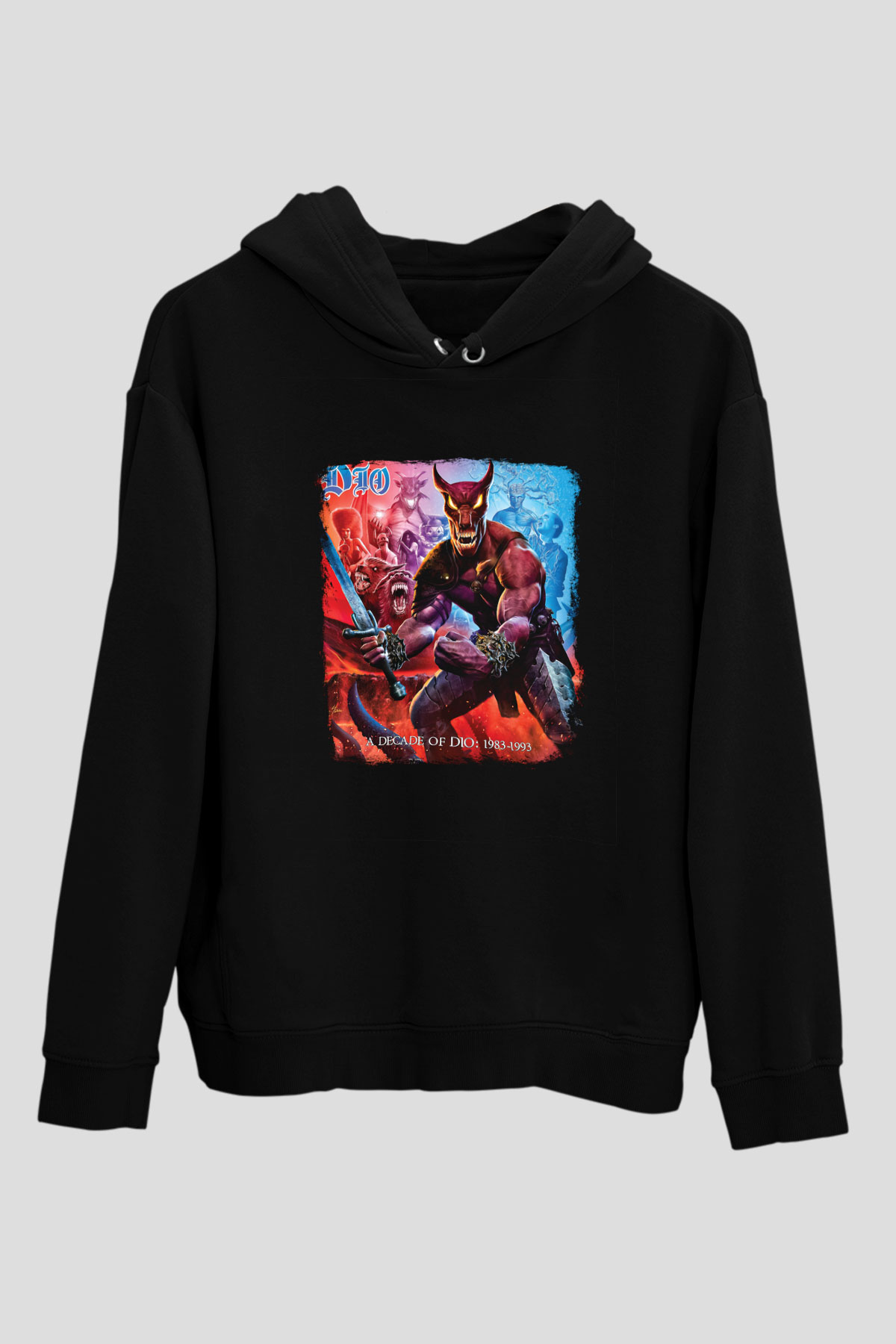 Dio Baskılı Unisex Siyah Hoodie